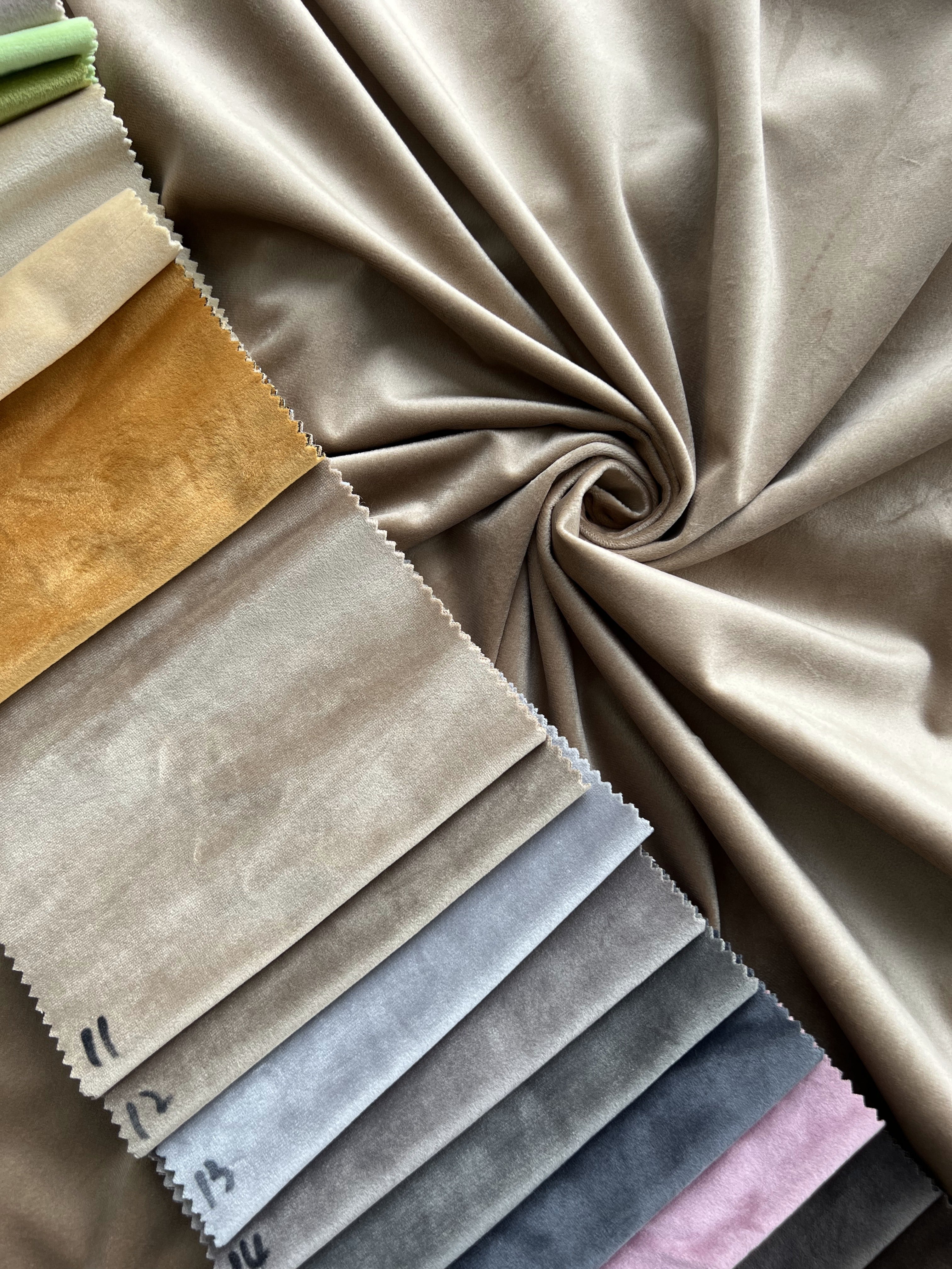 Velvet plain curtains, gold color