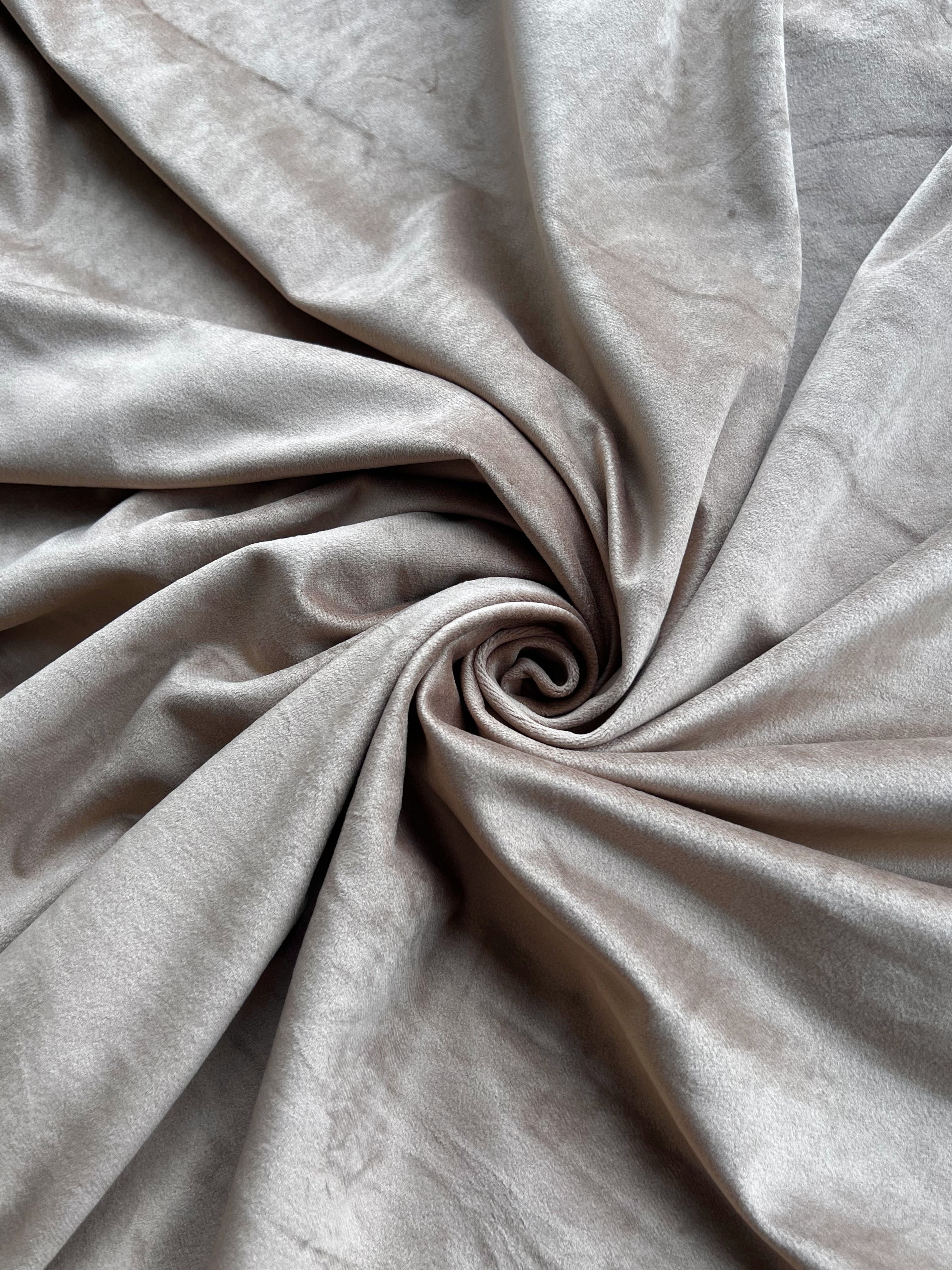 Velvet plain curtains, gray-beige color