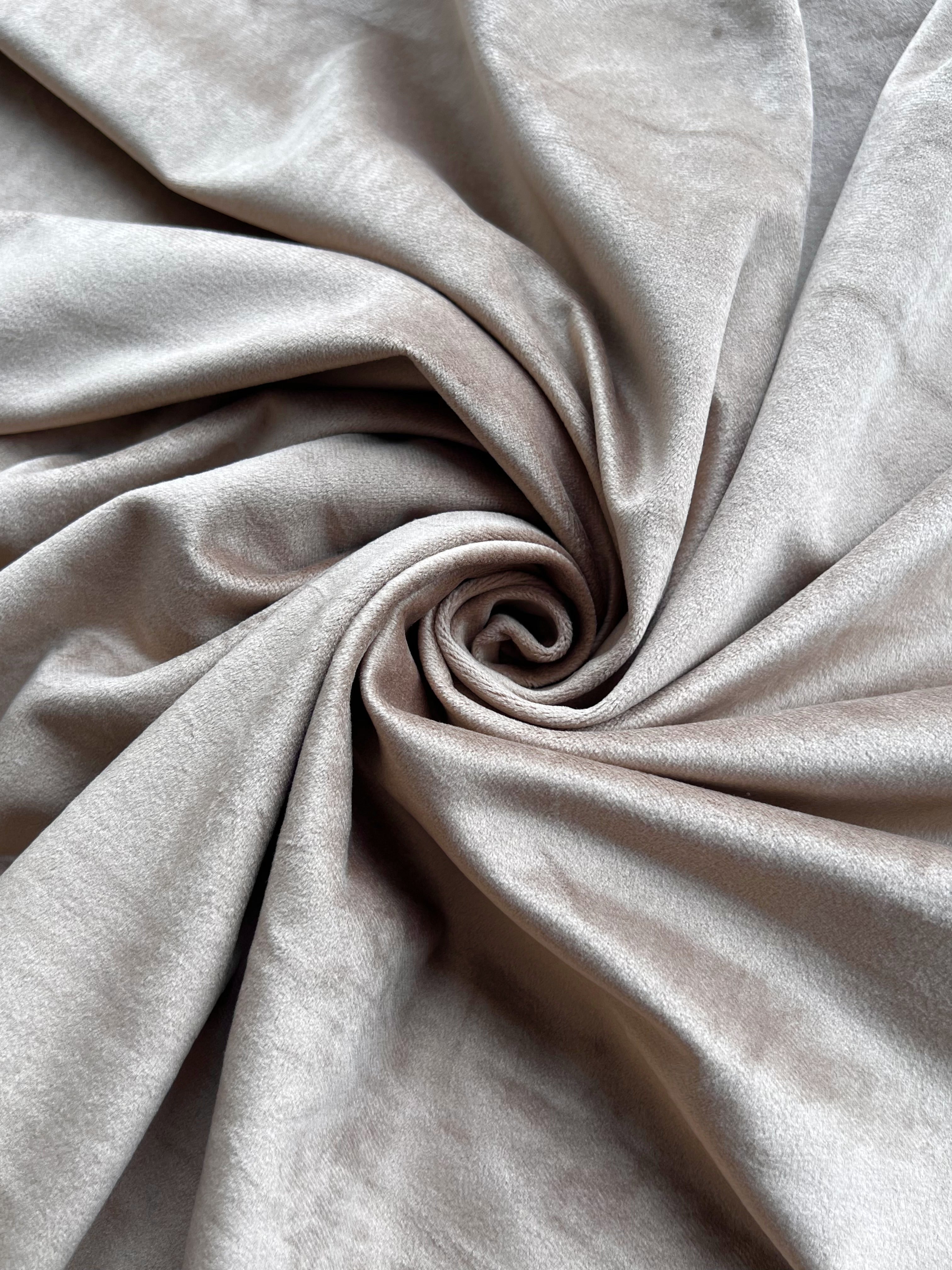 Velvet plain curtains, gray-beige color