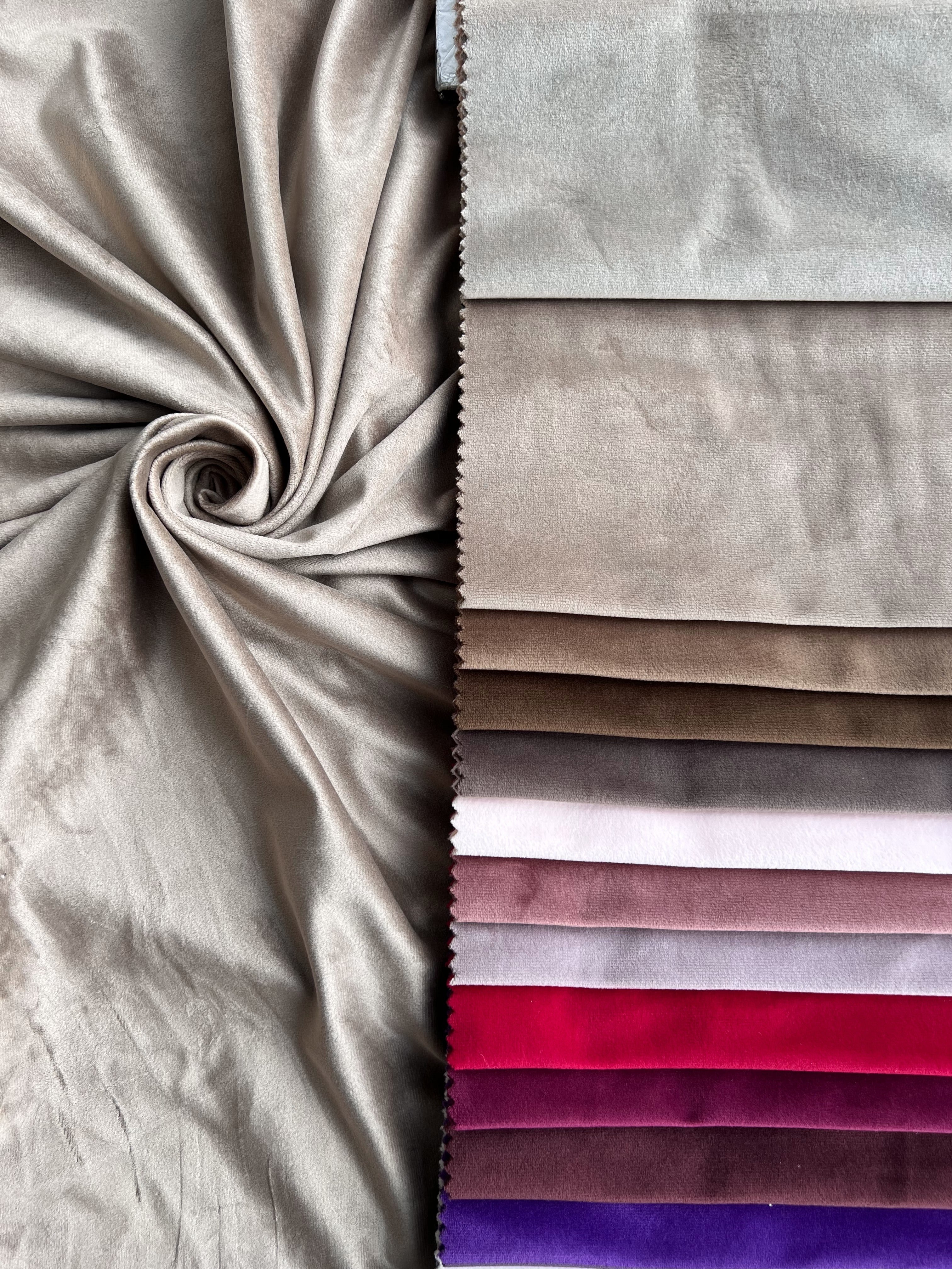 Velvet plain curtains, gray-beige color