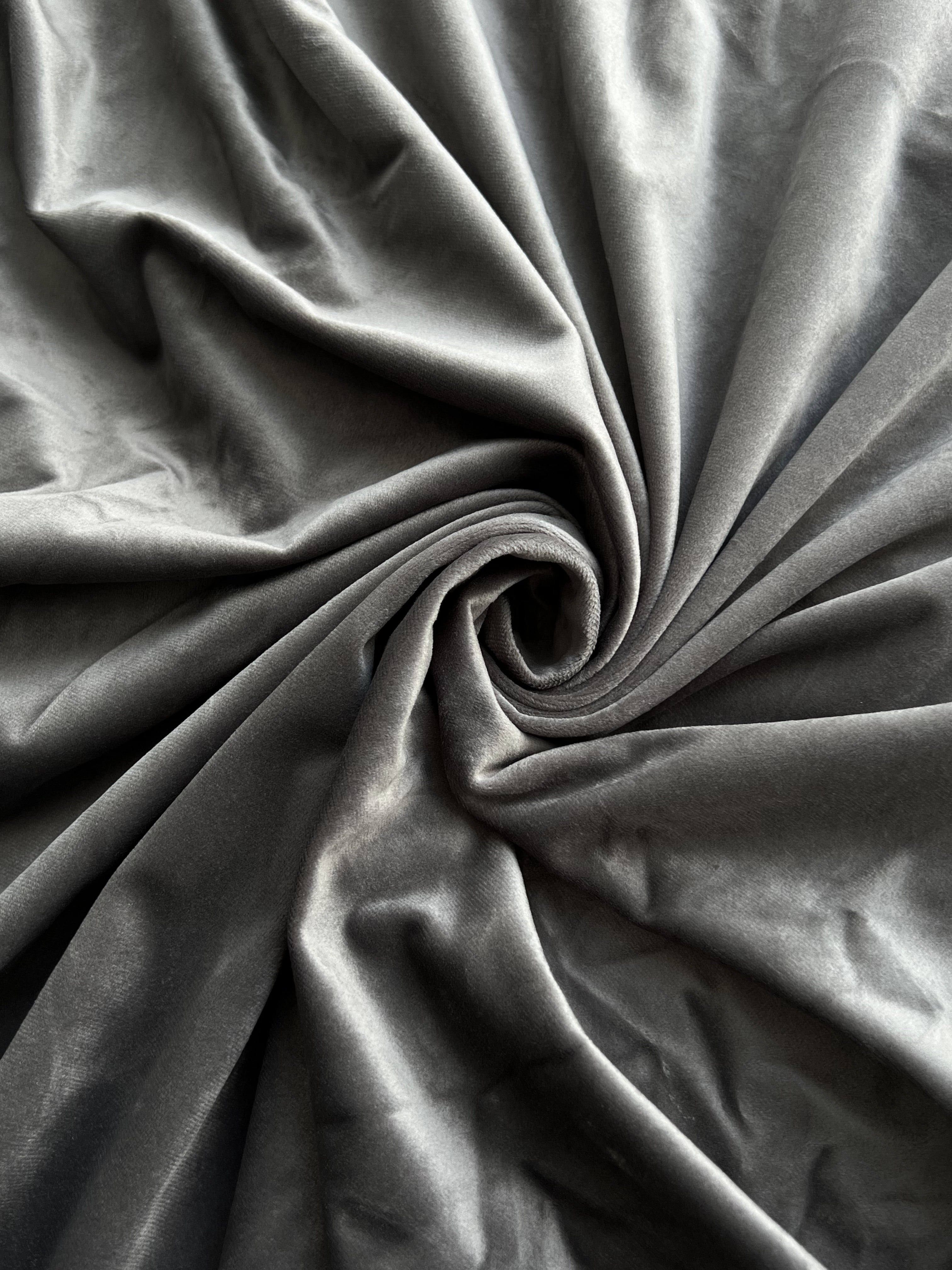 Velvet plain curtains, dark gray color
