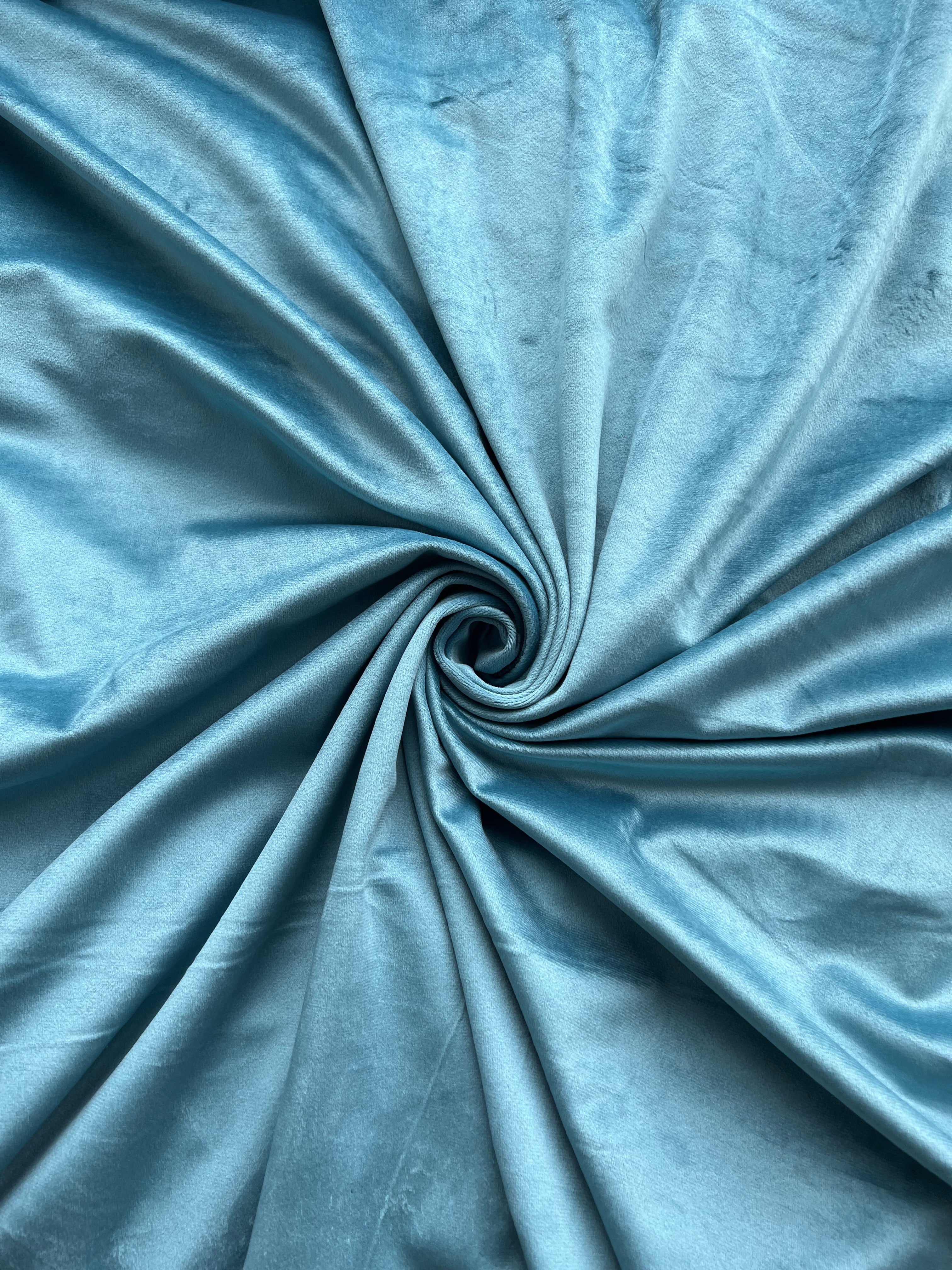 Velvet plain curtains, light blue color