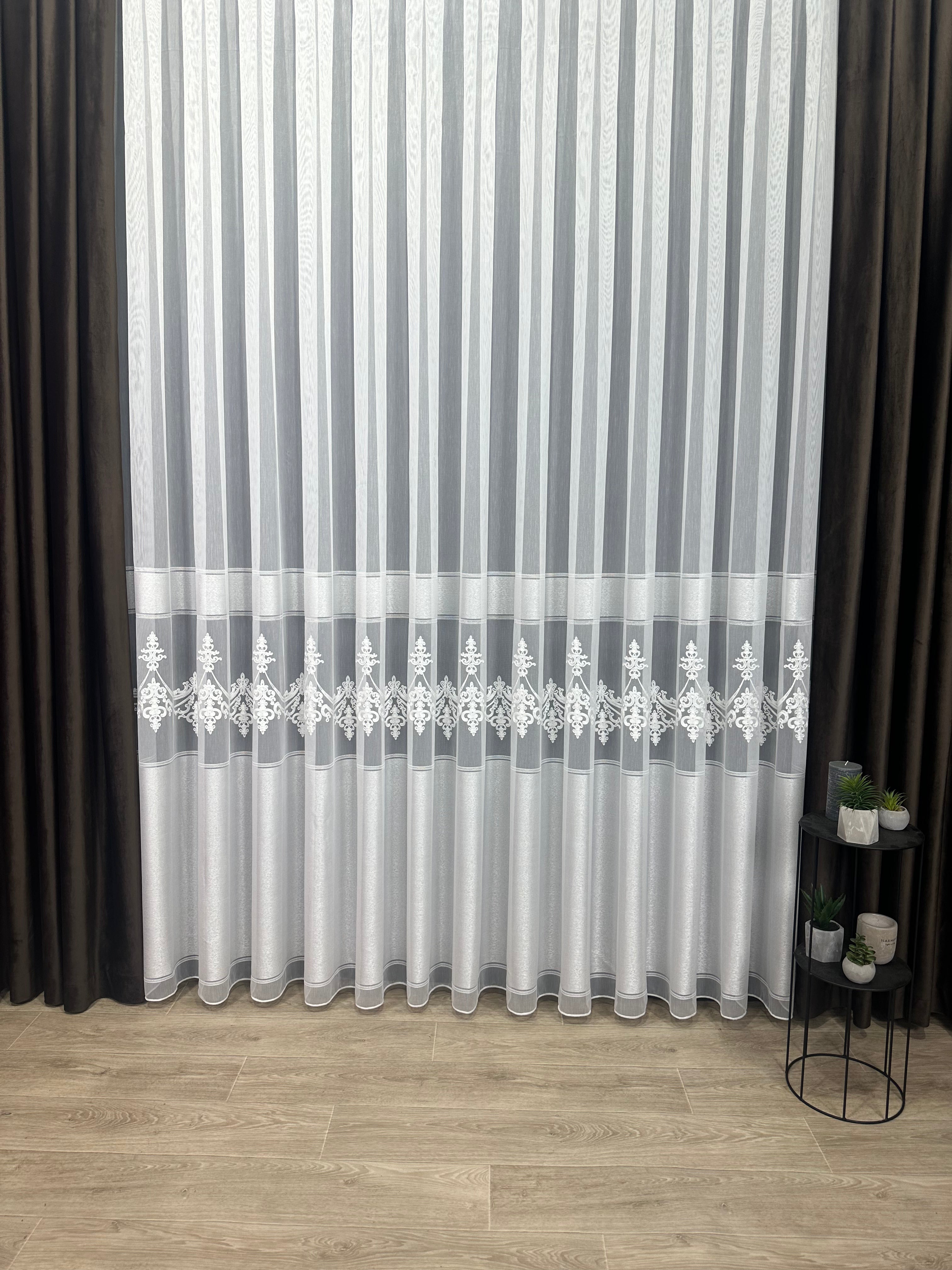 Bamboo-based sheer curtain with beautiful embroidery, milk color