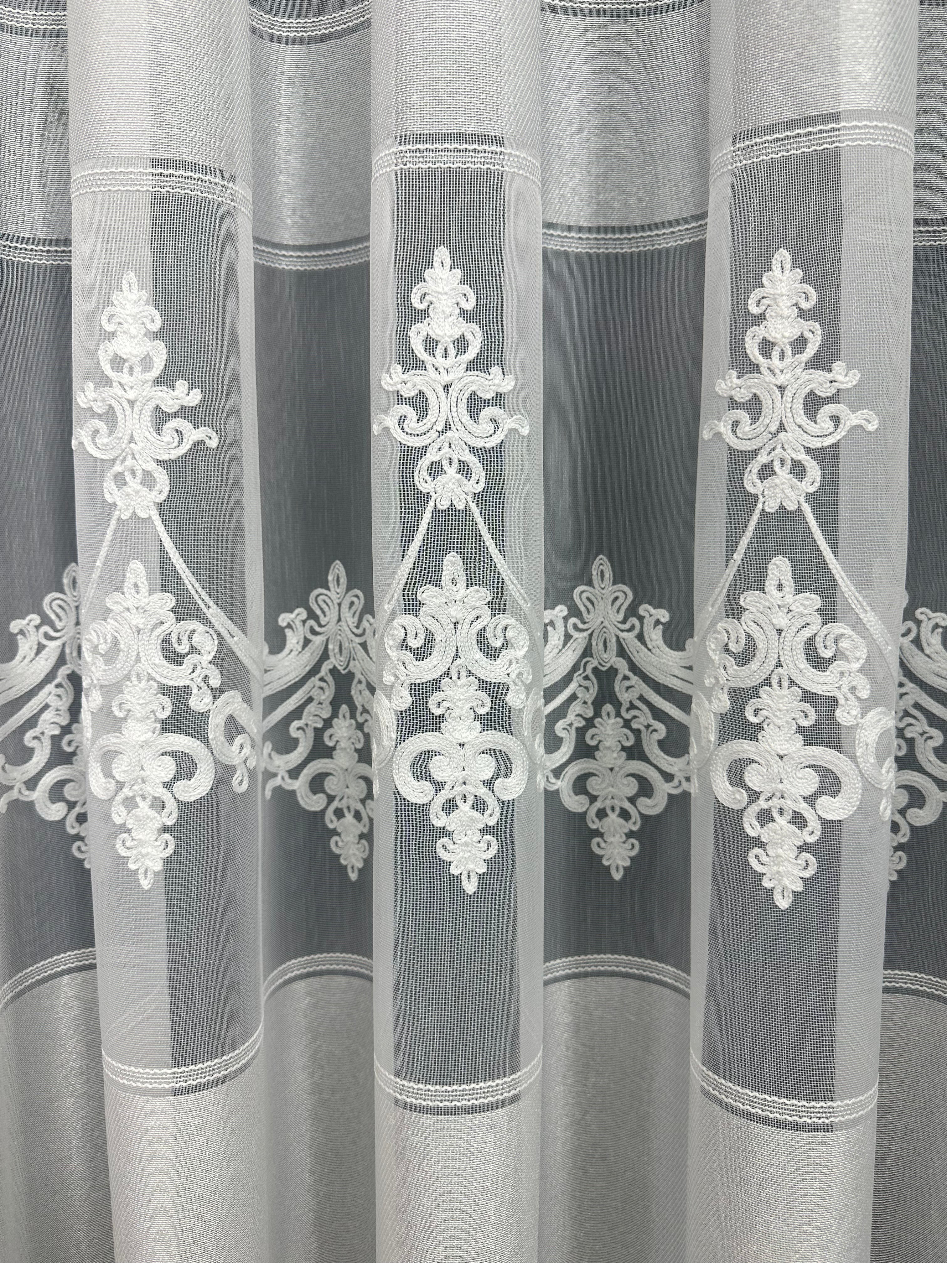 Bamboo-based sheer curtain with beautiful embroidery, milk color