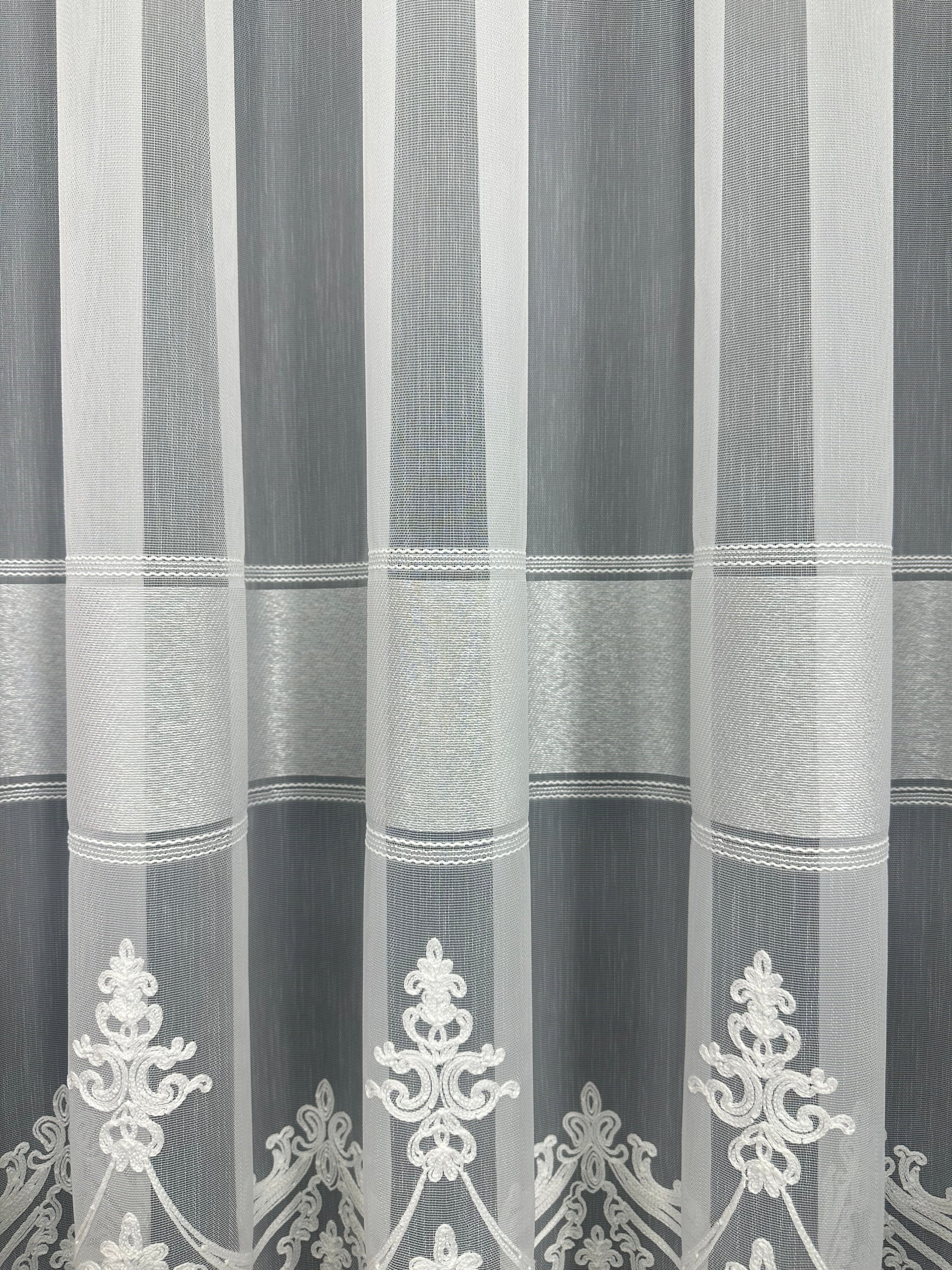 Bamboo-based sheer curtain with beautiful embroidery, milk color
