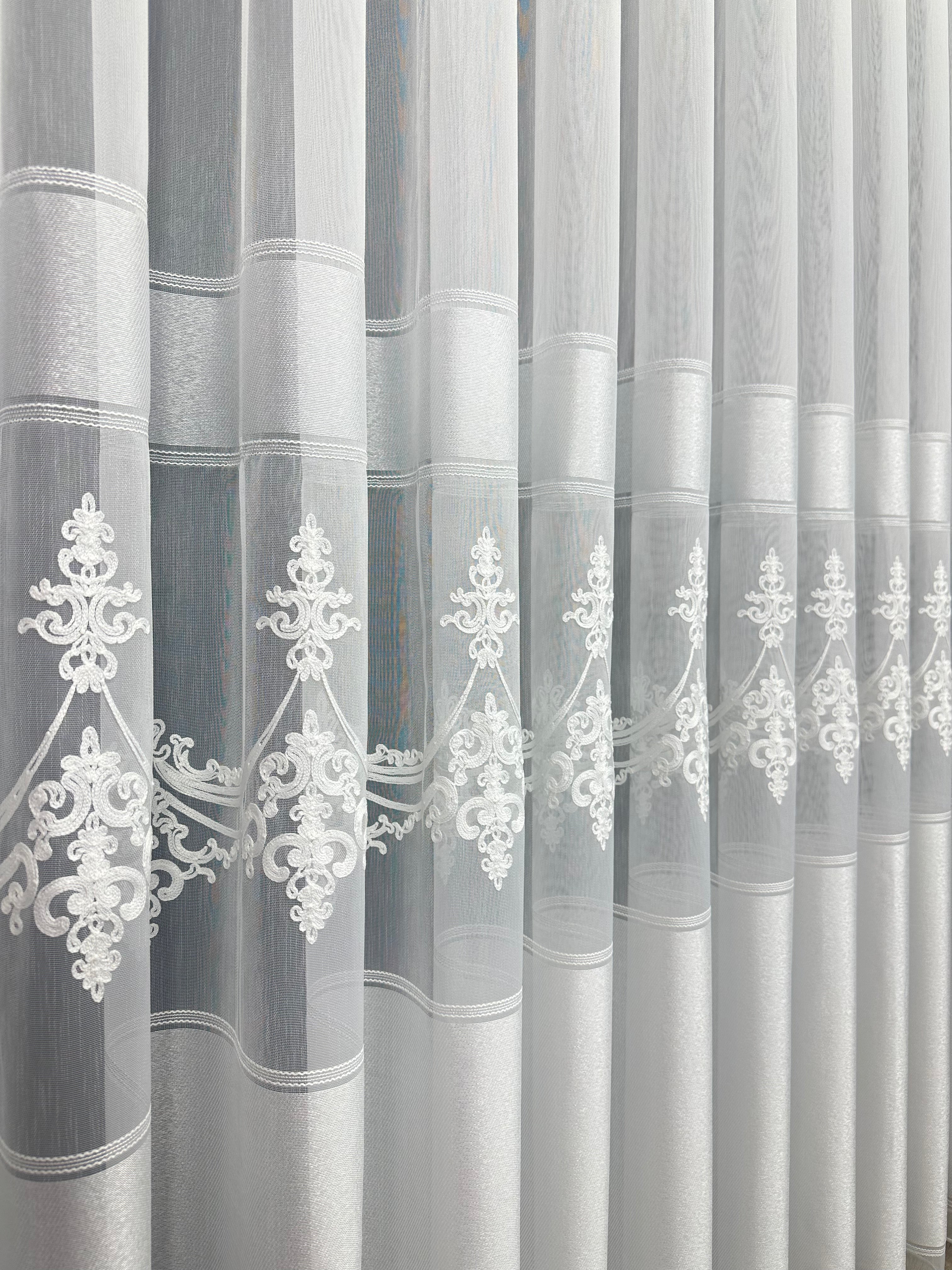 Bamboo-based sheer curtain with beautiful embroidery, milk color