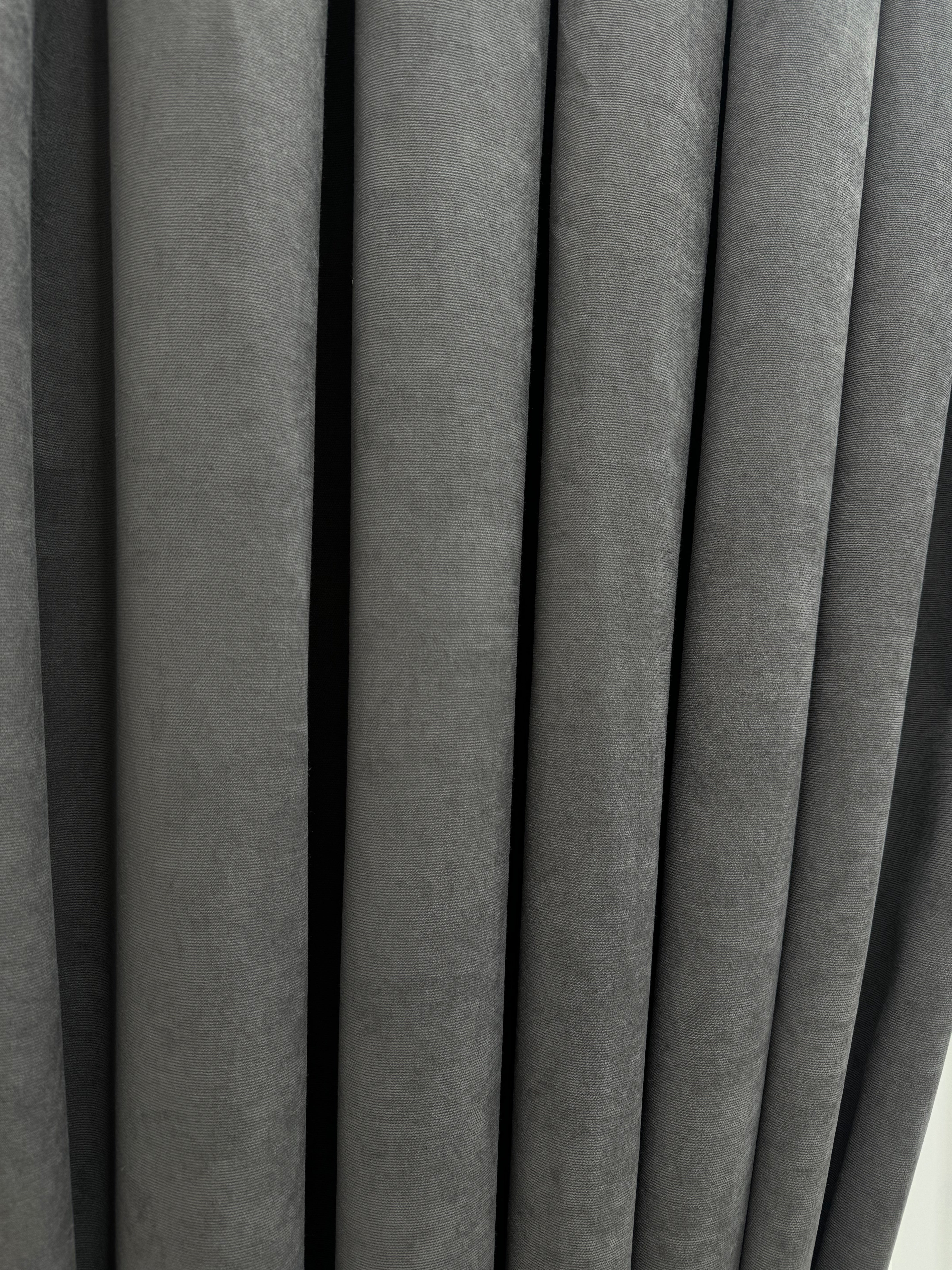 Plain microvelor curtain, dark grey color