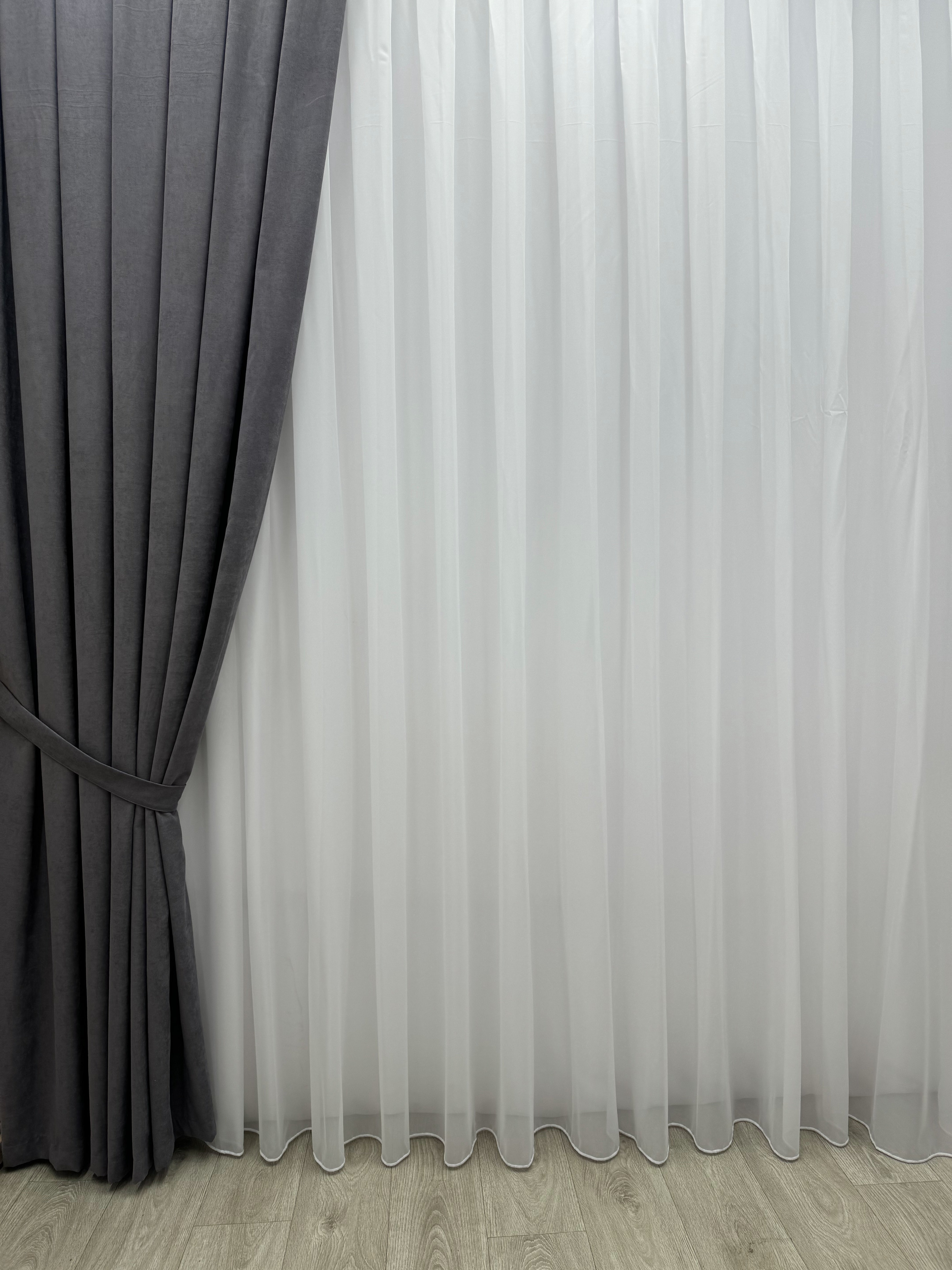 Plain microvelor curtain, dark grey color