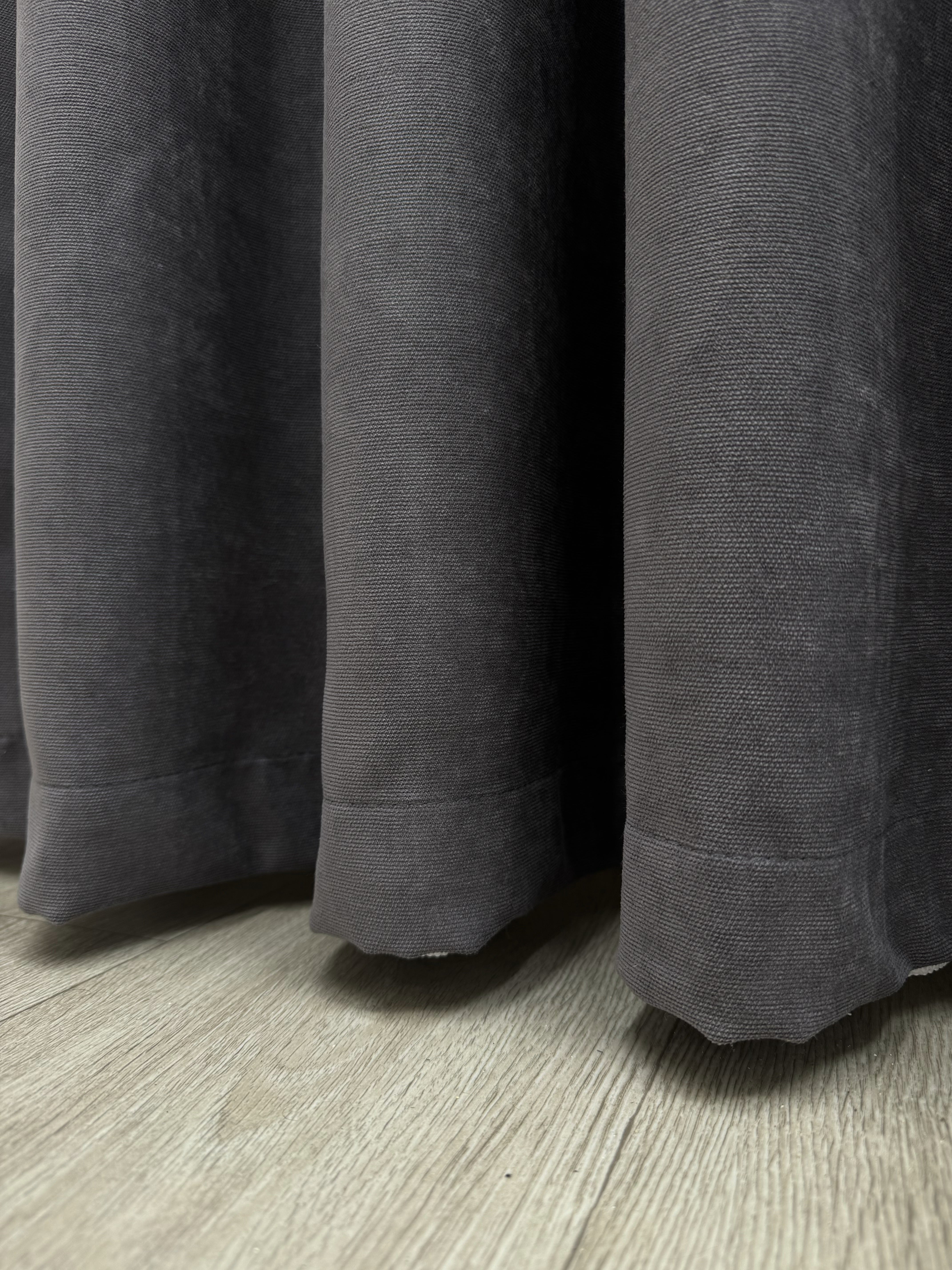 Plain microvelor curtain, dark grey color