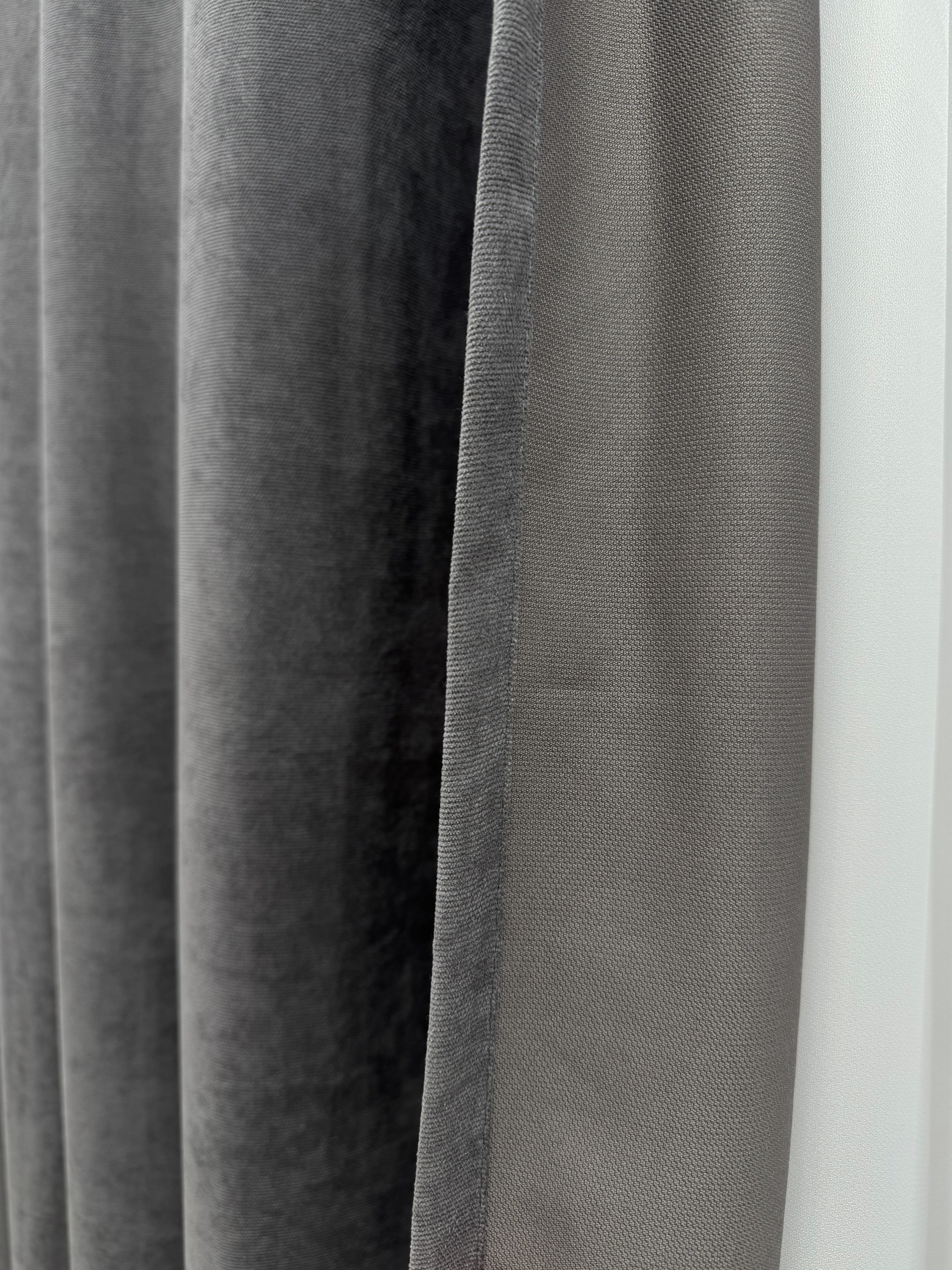 Plain microvelor curtain, dark grey color