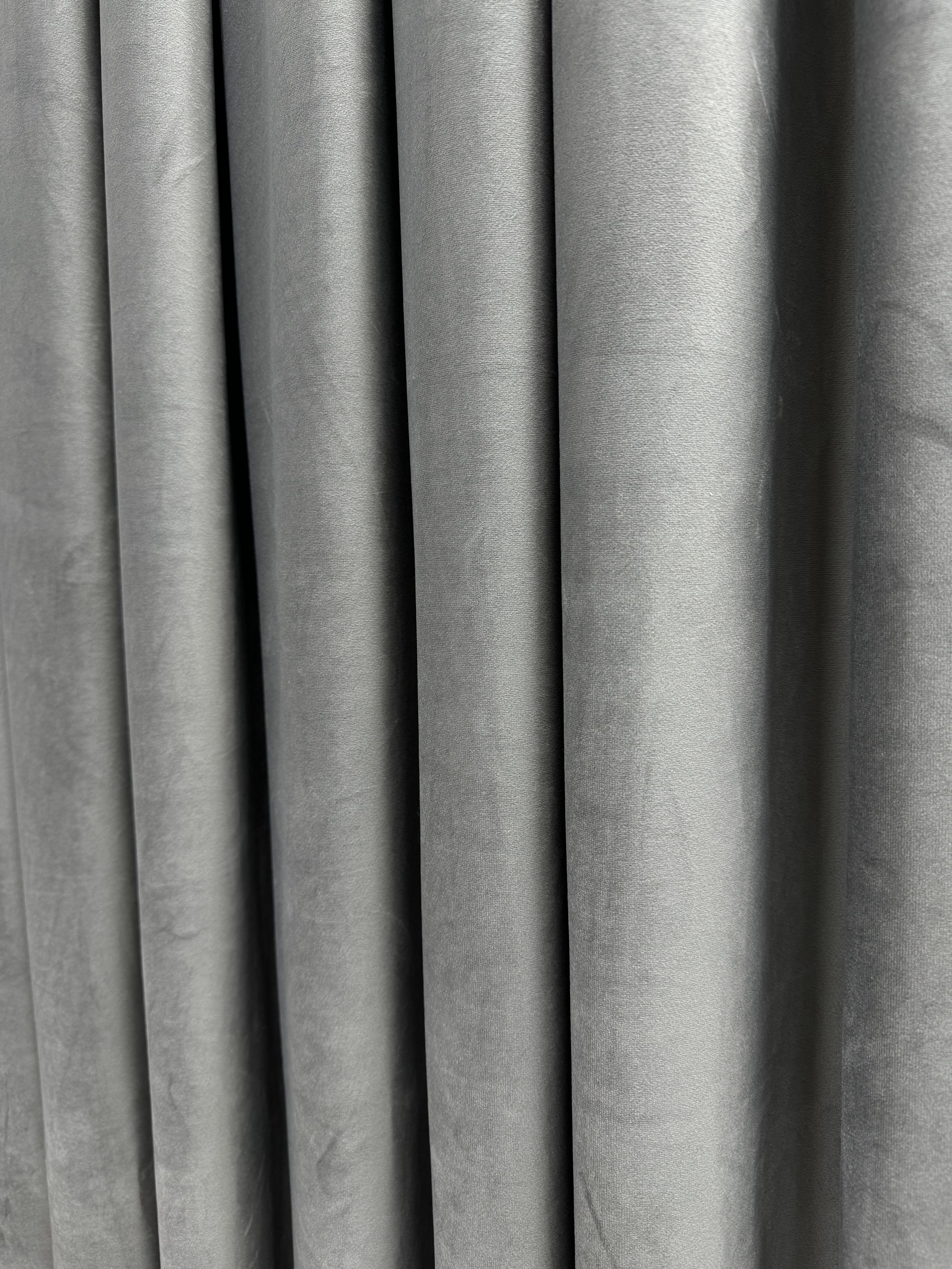 Velvet plain curtains, gray color