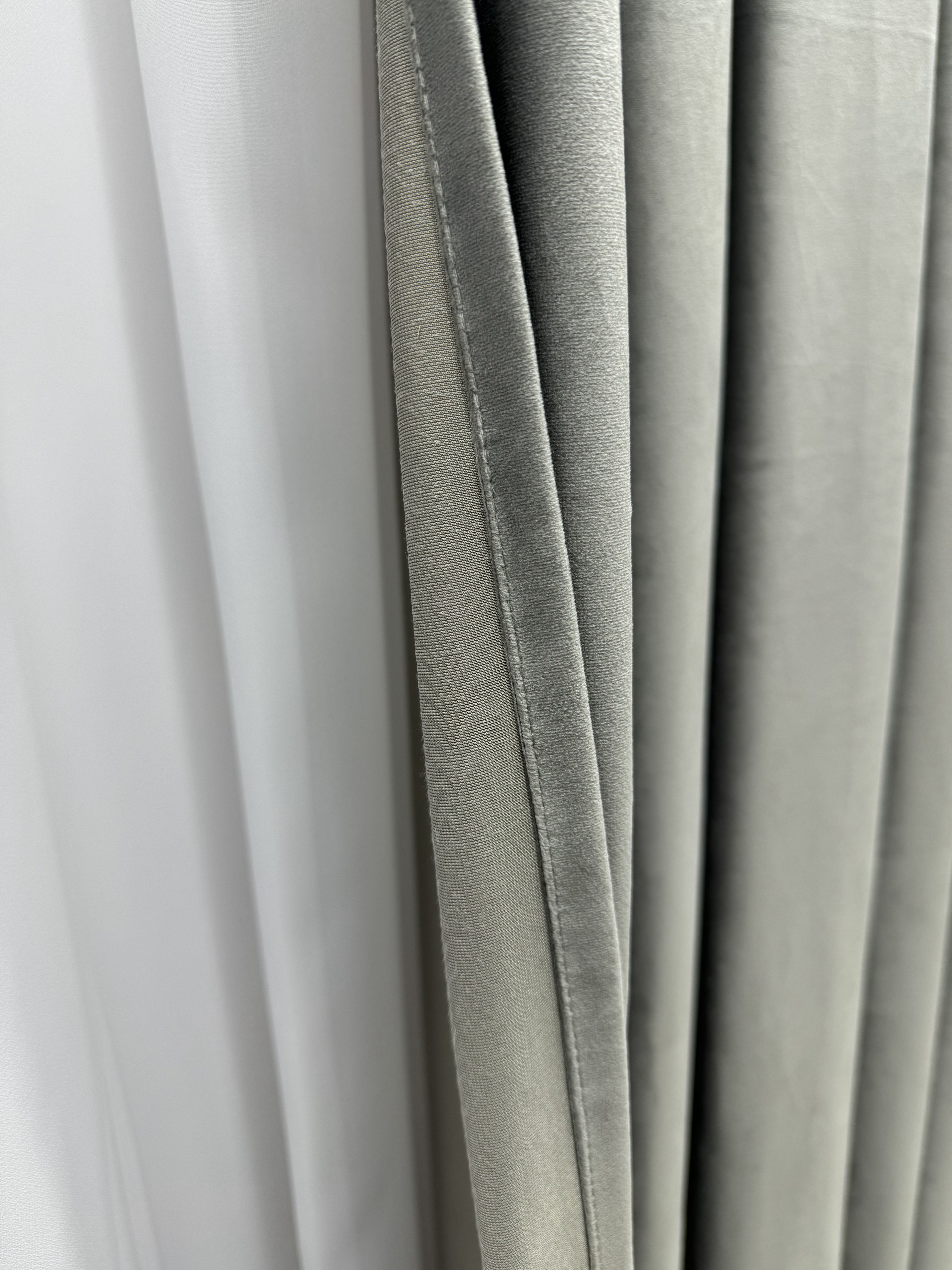 Velvet plain curtains, gray color