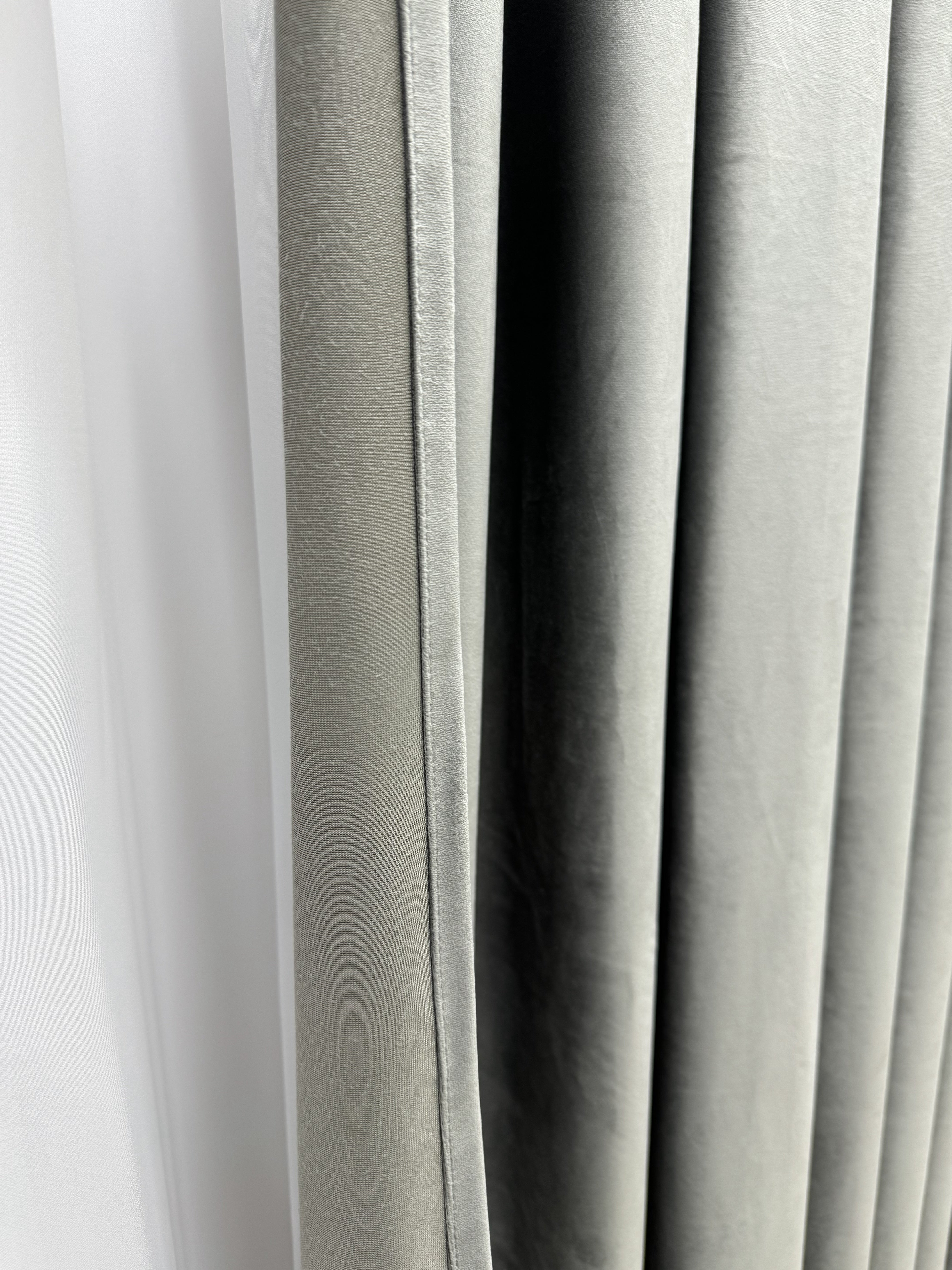 Velvet plain curtains, gray color