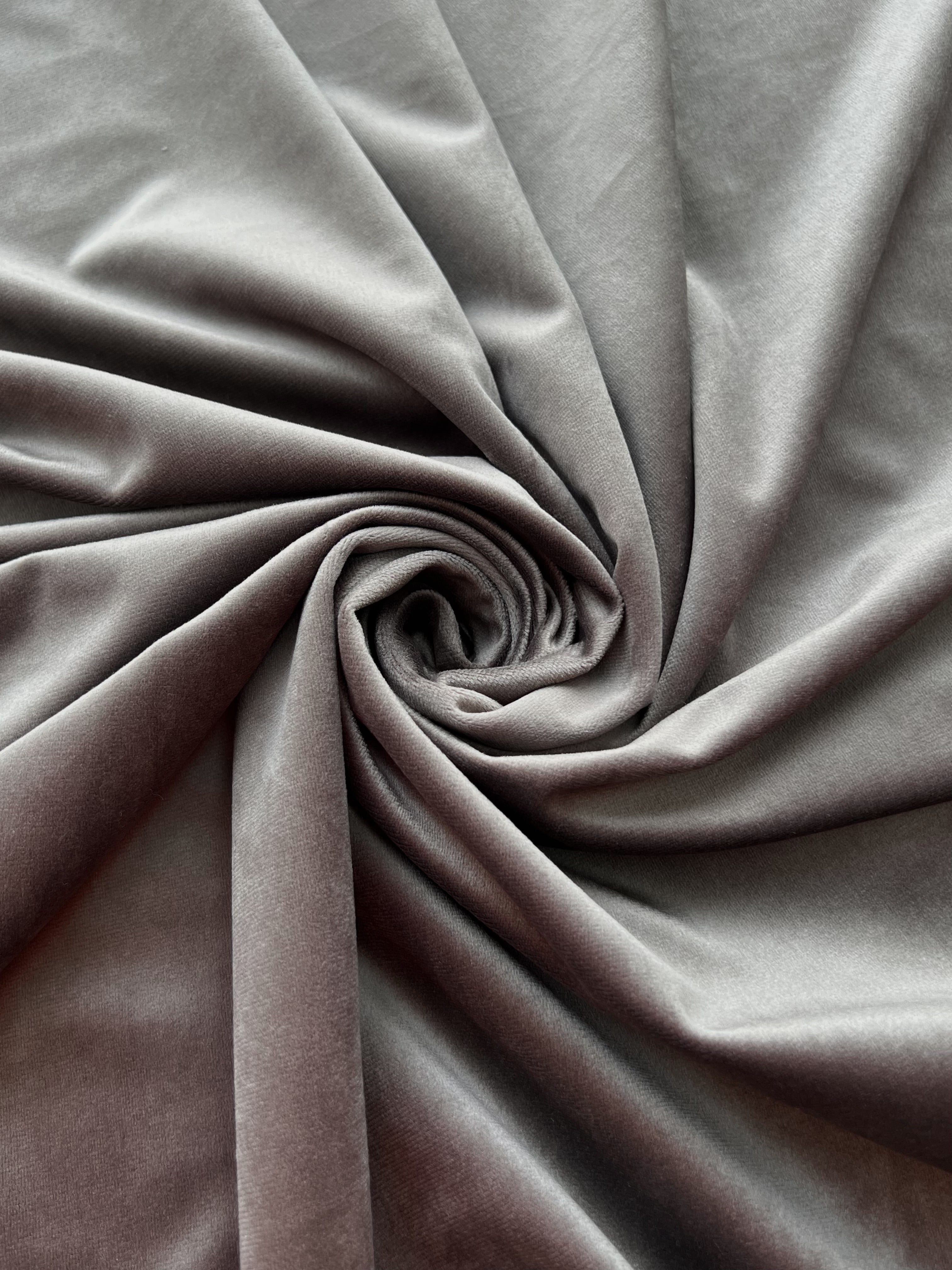 Velvet plain curtains, gray-brown color