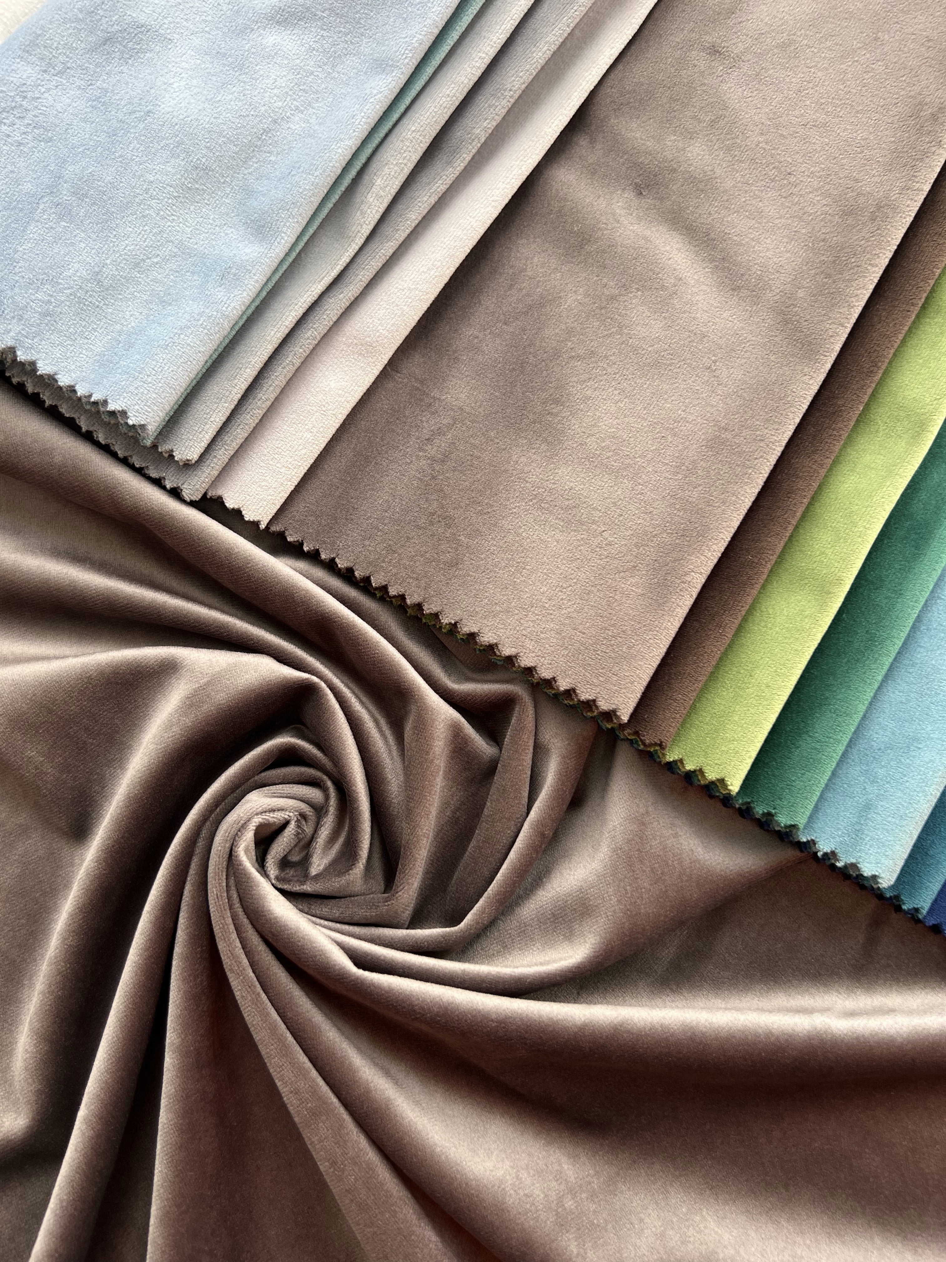 Velvet plain curtains, gray-brown color