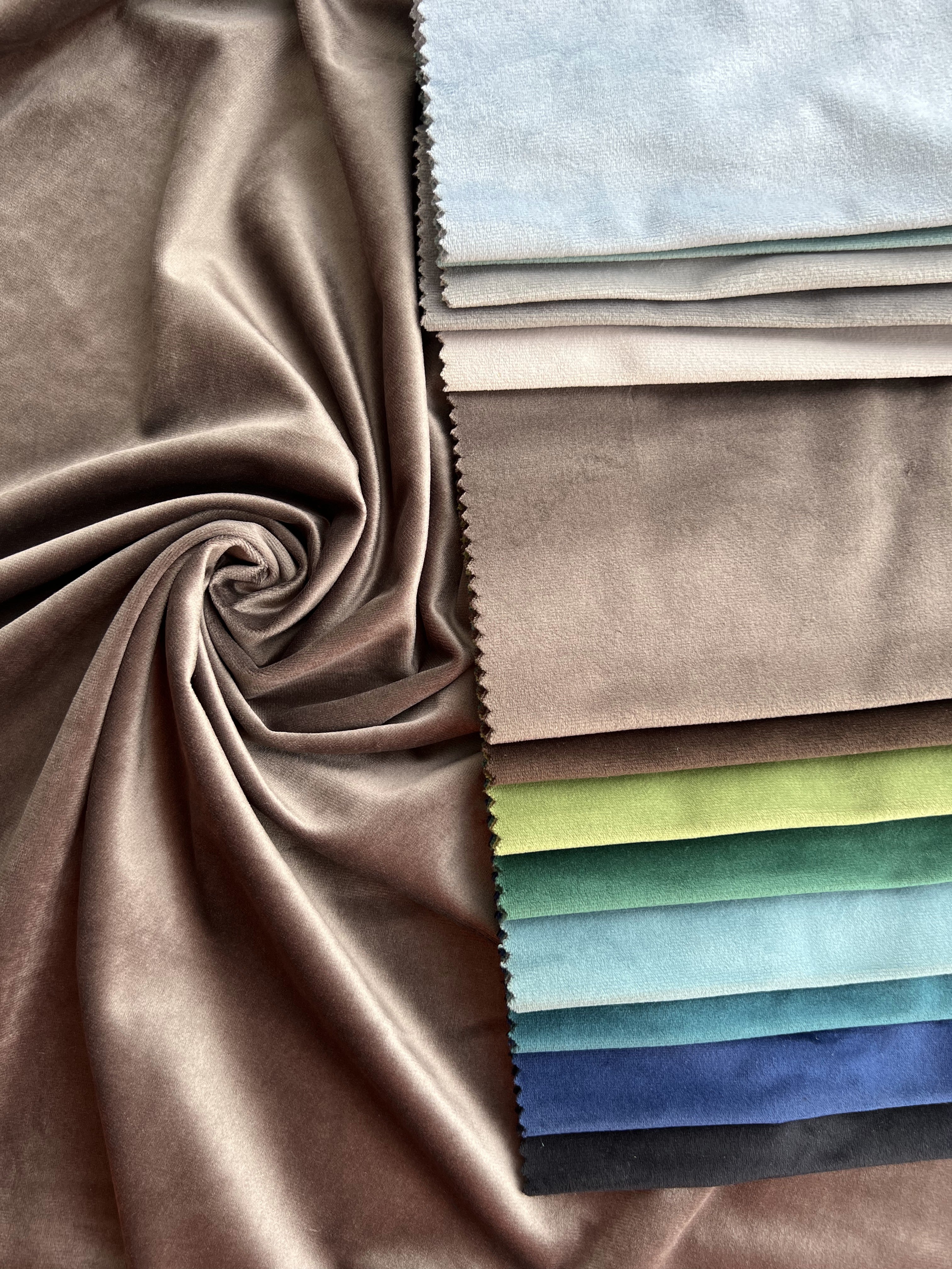 Velvet plain curtains, gray-brown color