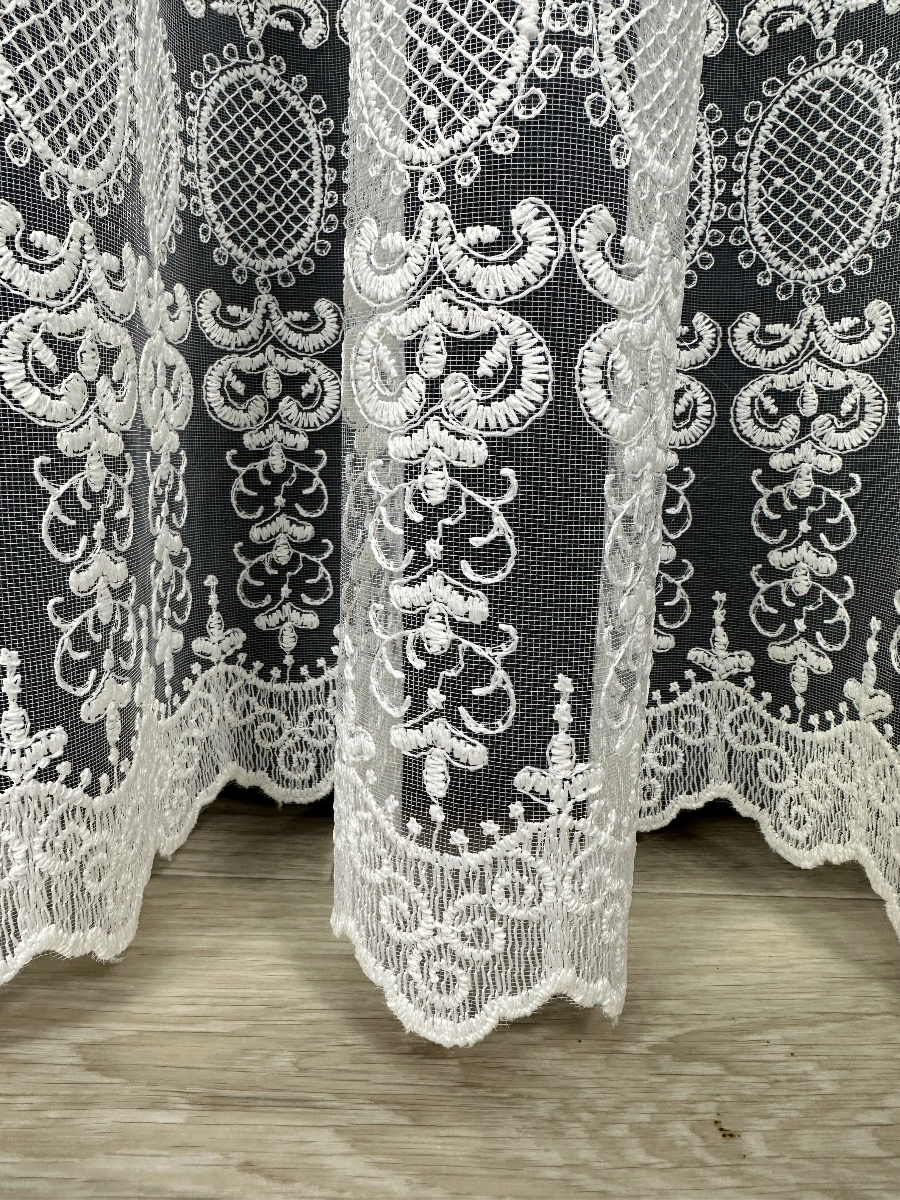 Sheer curtain with beautiful embroidery, milk color