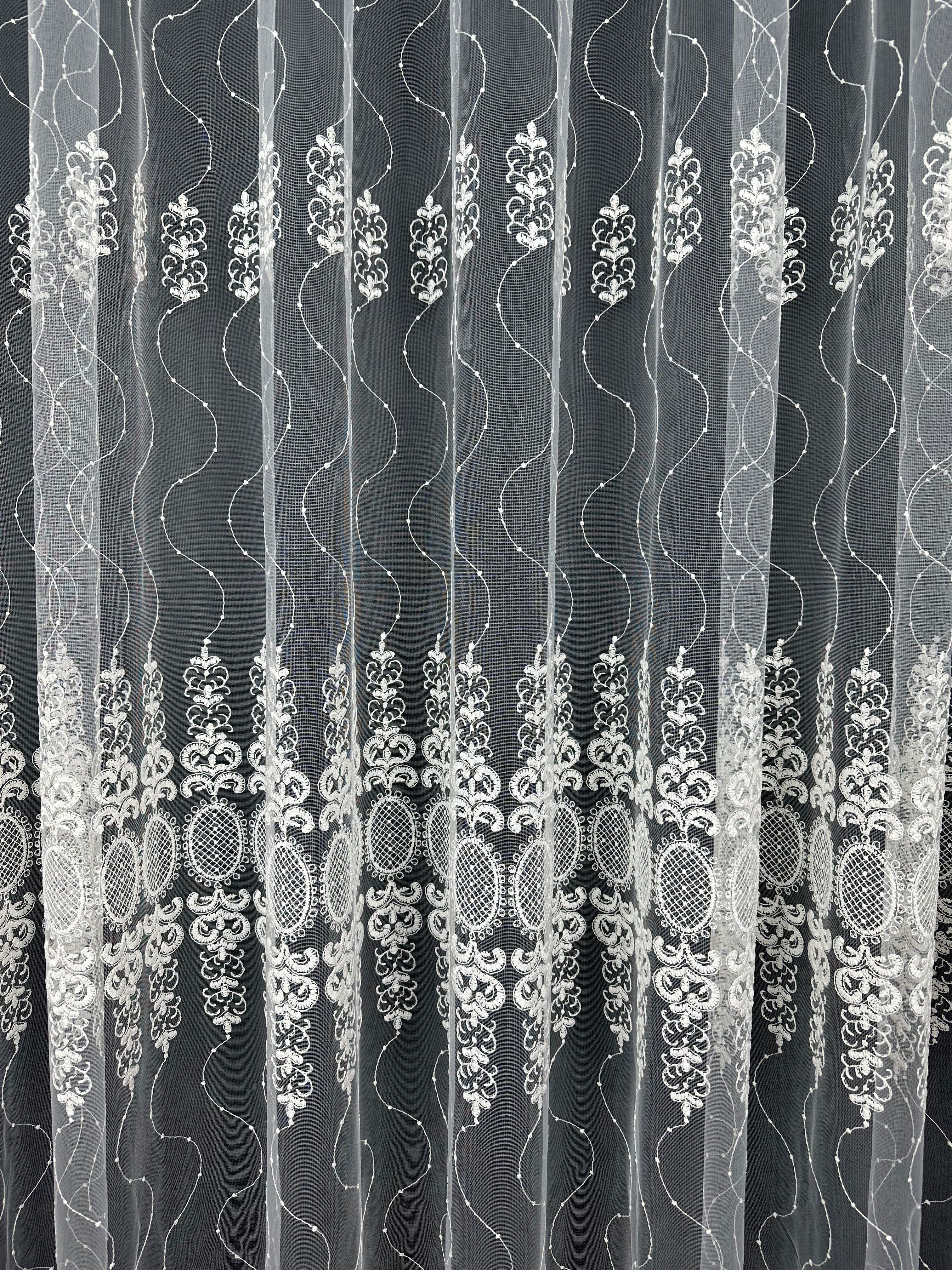 Sheer curtain with beautiful embroidery, milk color