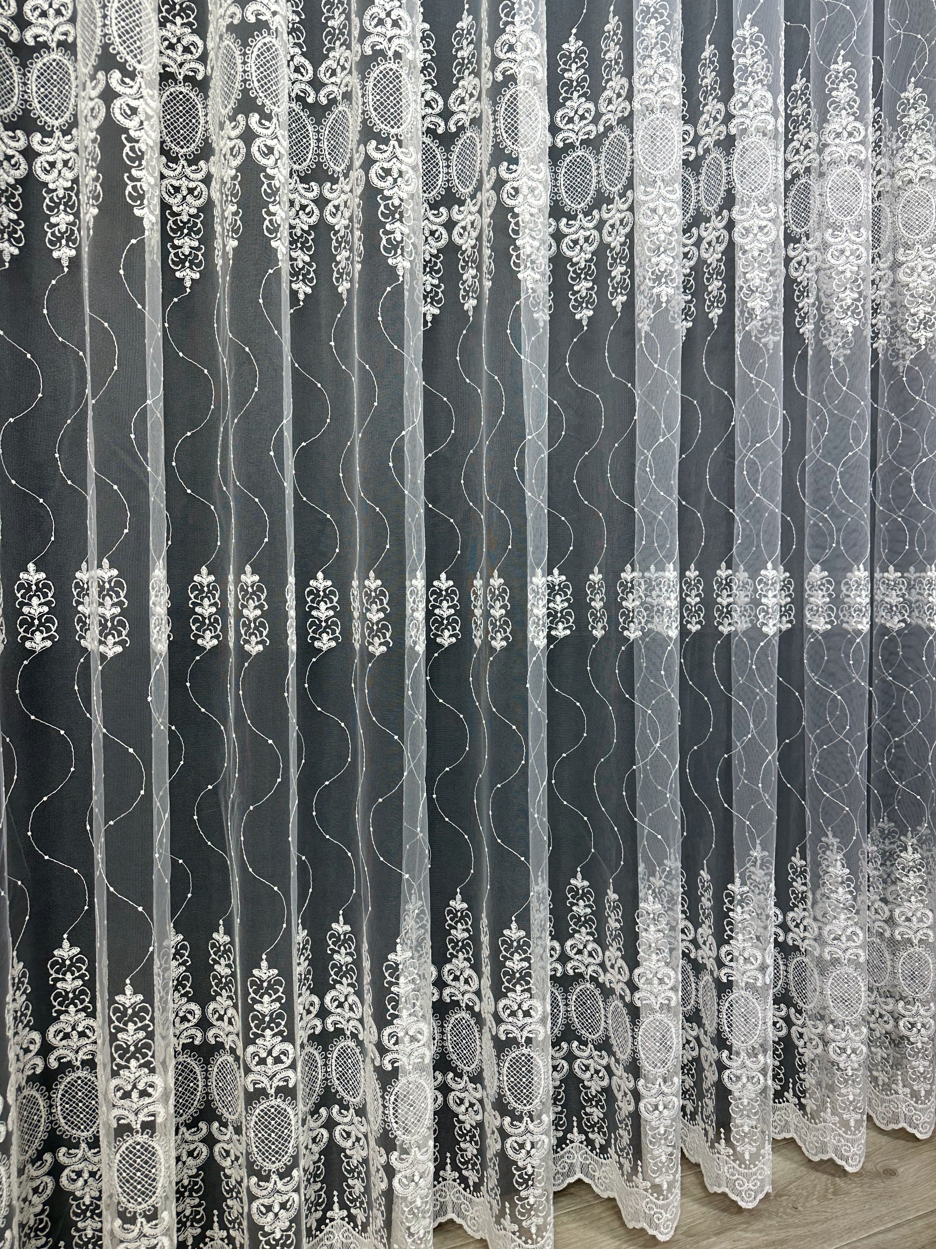 Sheer curtain with beautiful embroidery, milk color