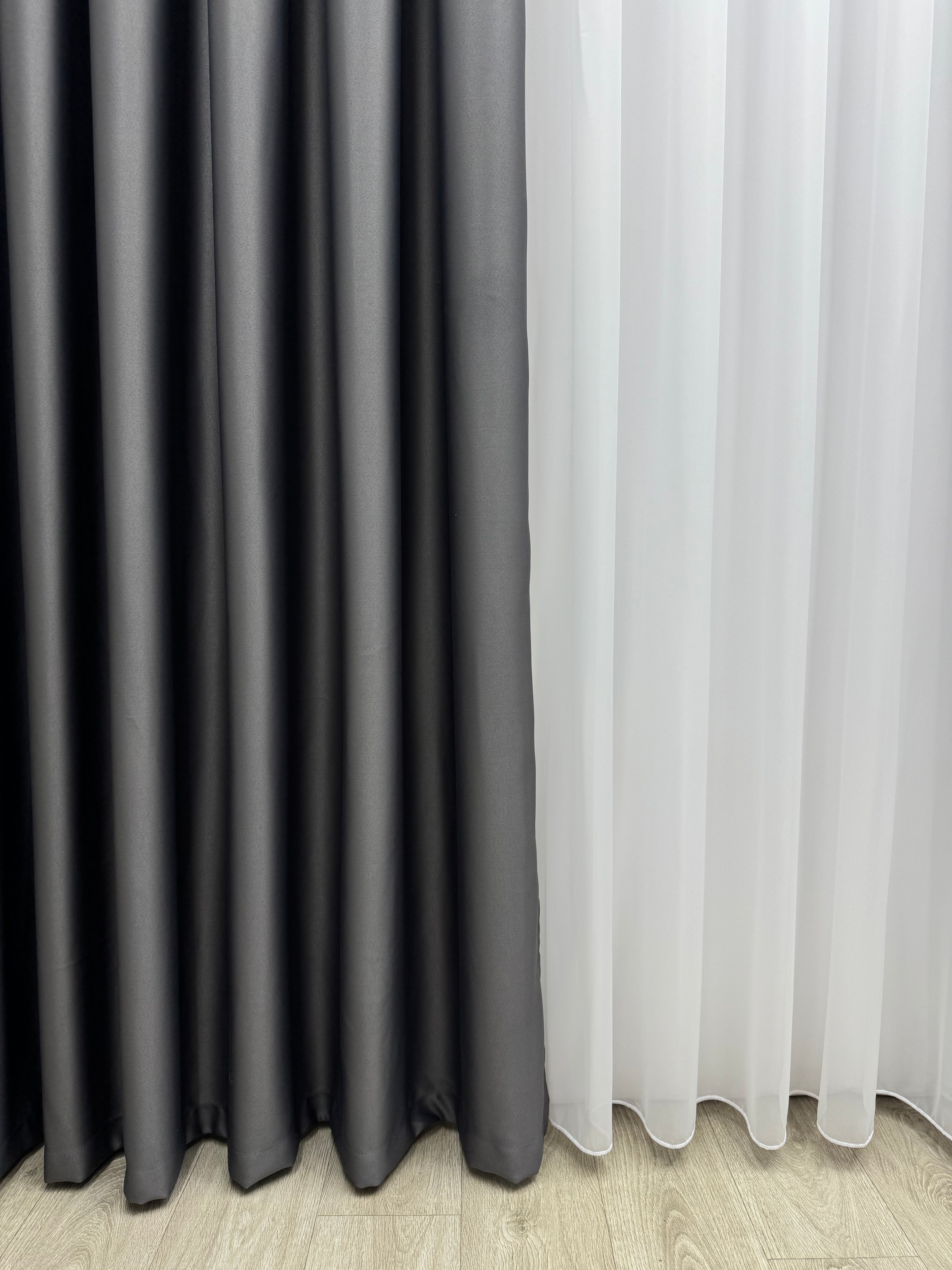 Monochrome "Blackout" curtain, dark gray color