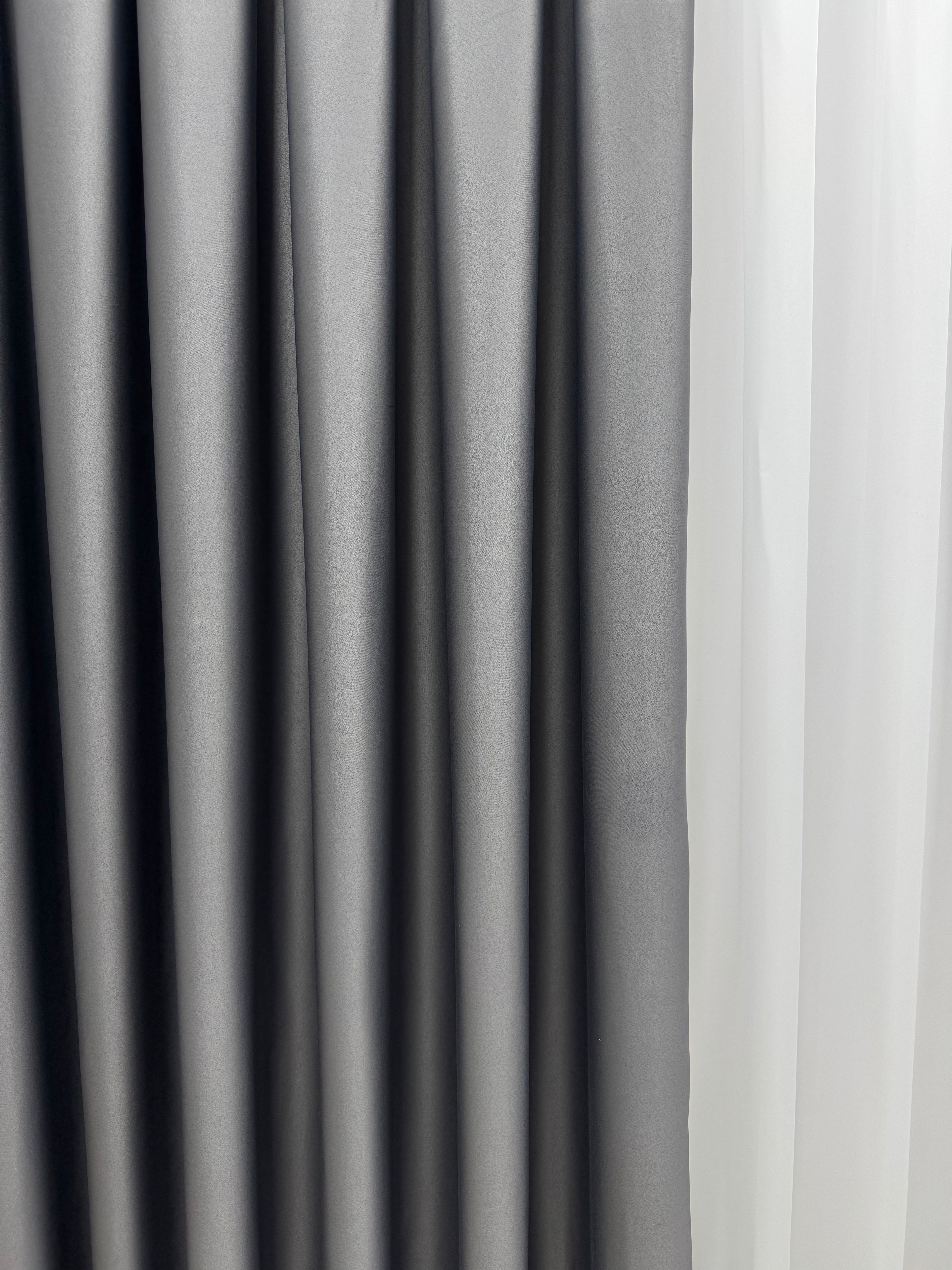 Monochrome "Blackout" curtain, dark gray color