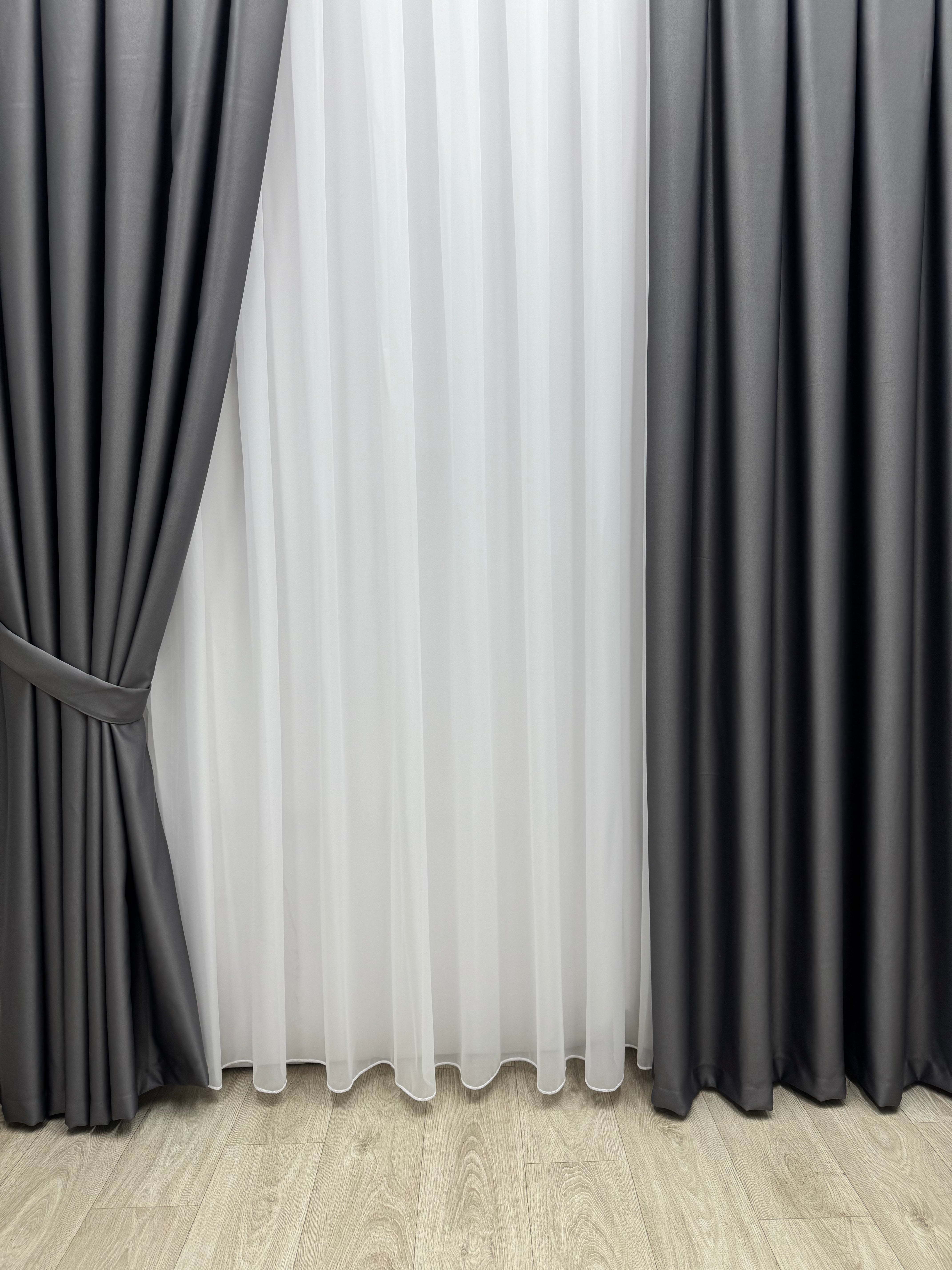 Monochrome "Blackout" curtain, dark gray color