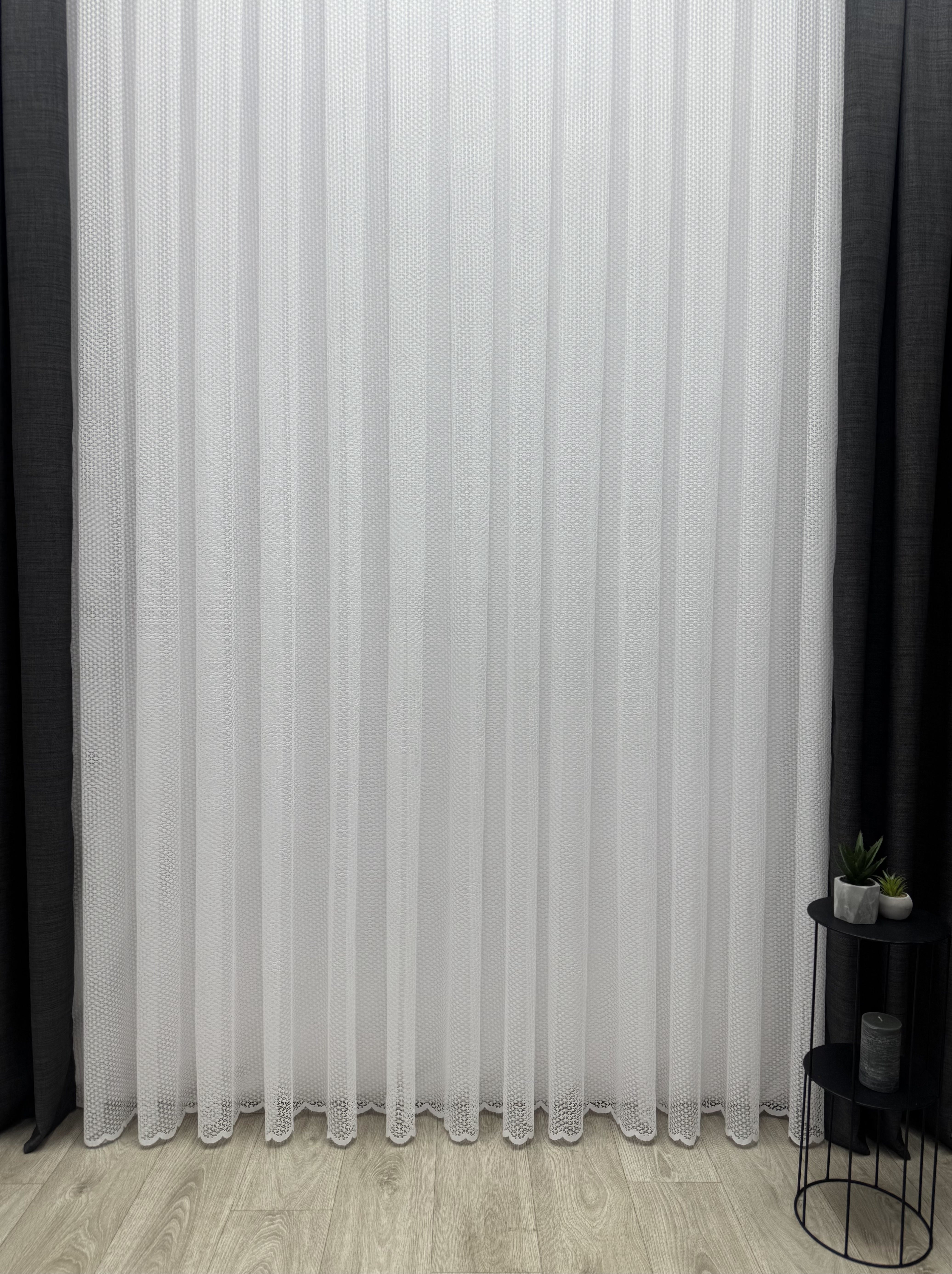 Guipure sheer curtain with embroidery, white color