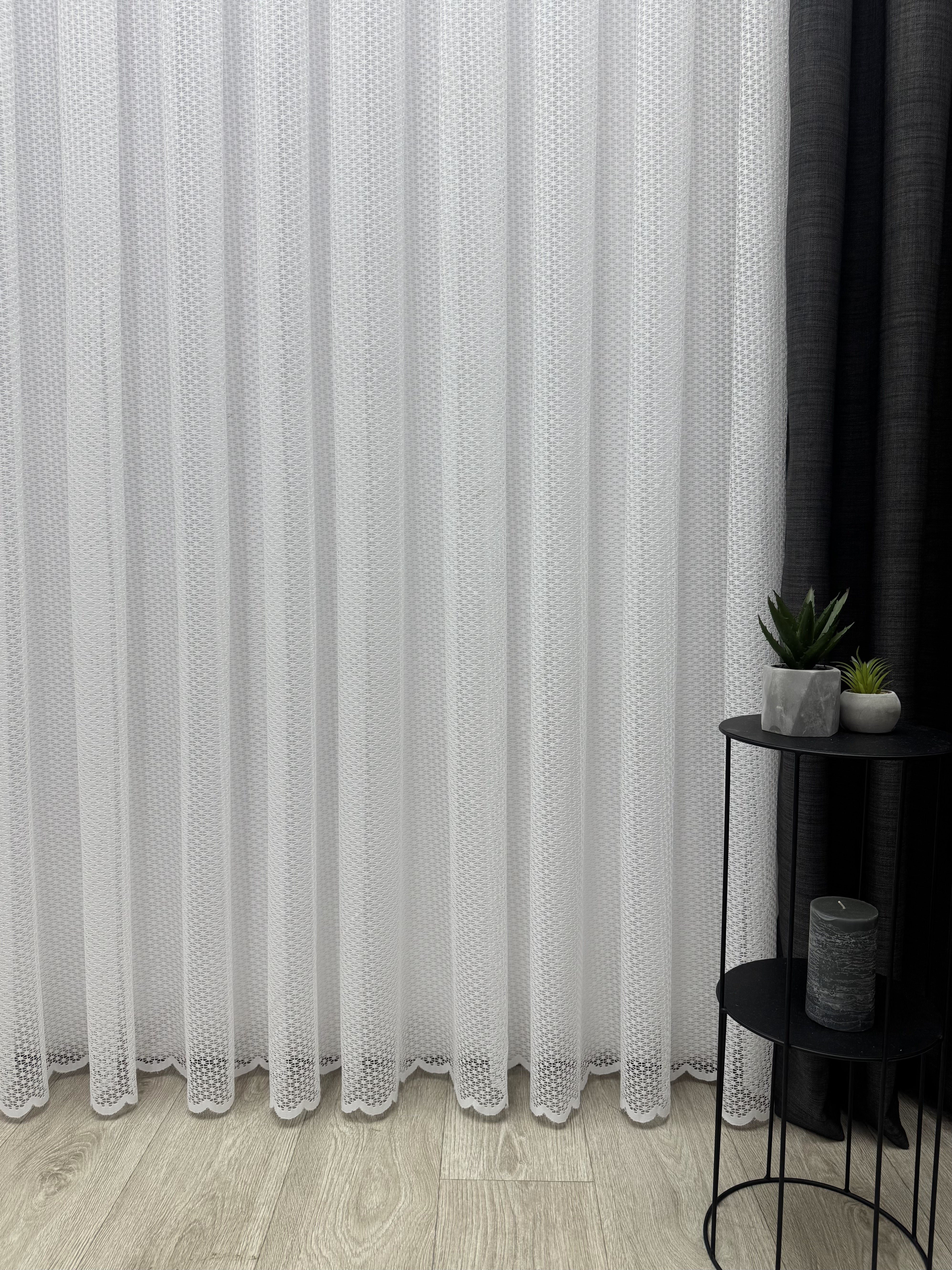Guipure sheer curtain with embroidery, white color