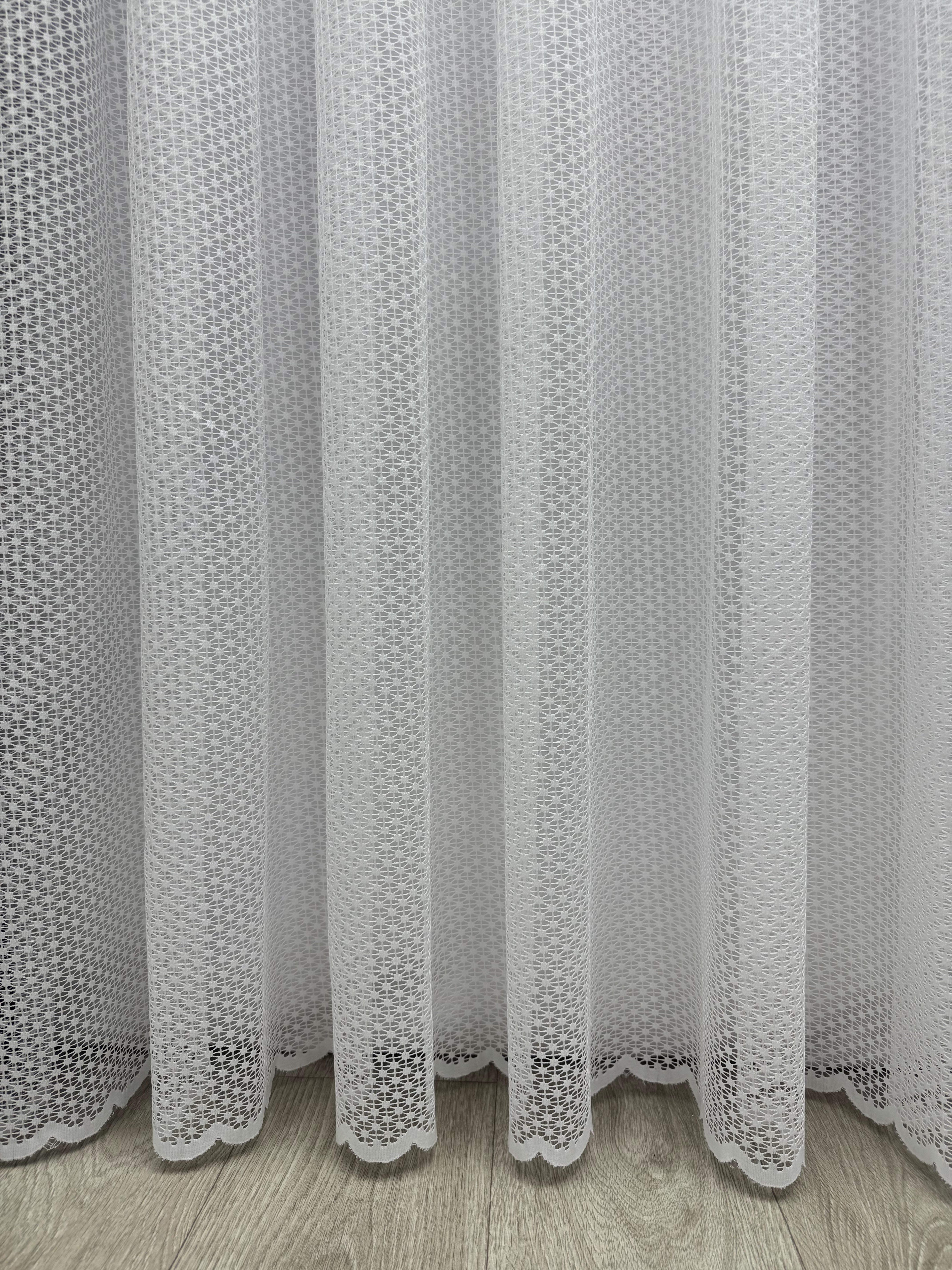 Guipure sheer curtain with embroidery, white color