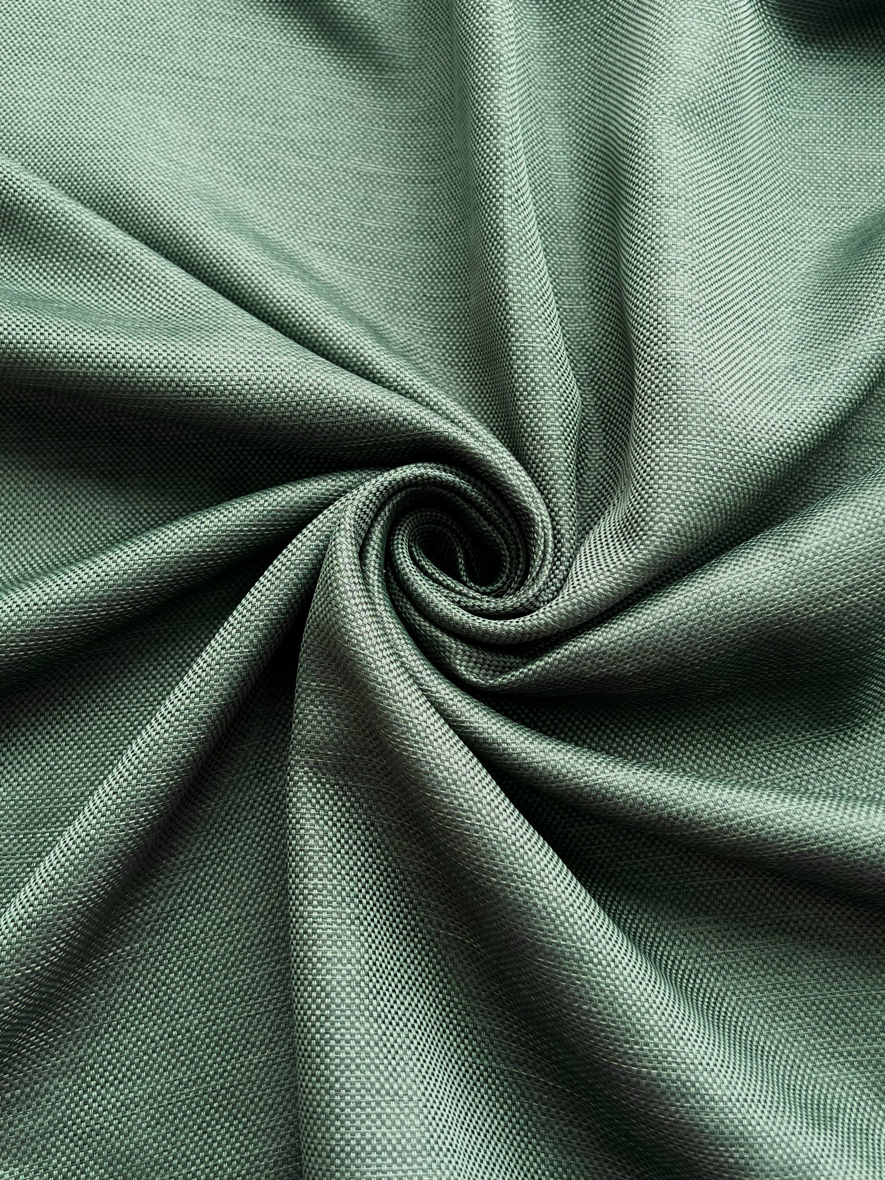 Plain linen woven curtain “Asil” with blackout lining, emerald green color