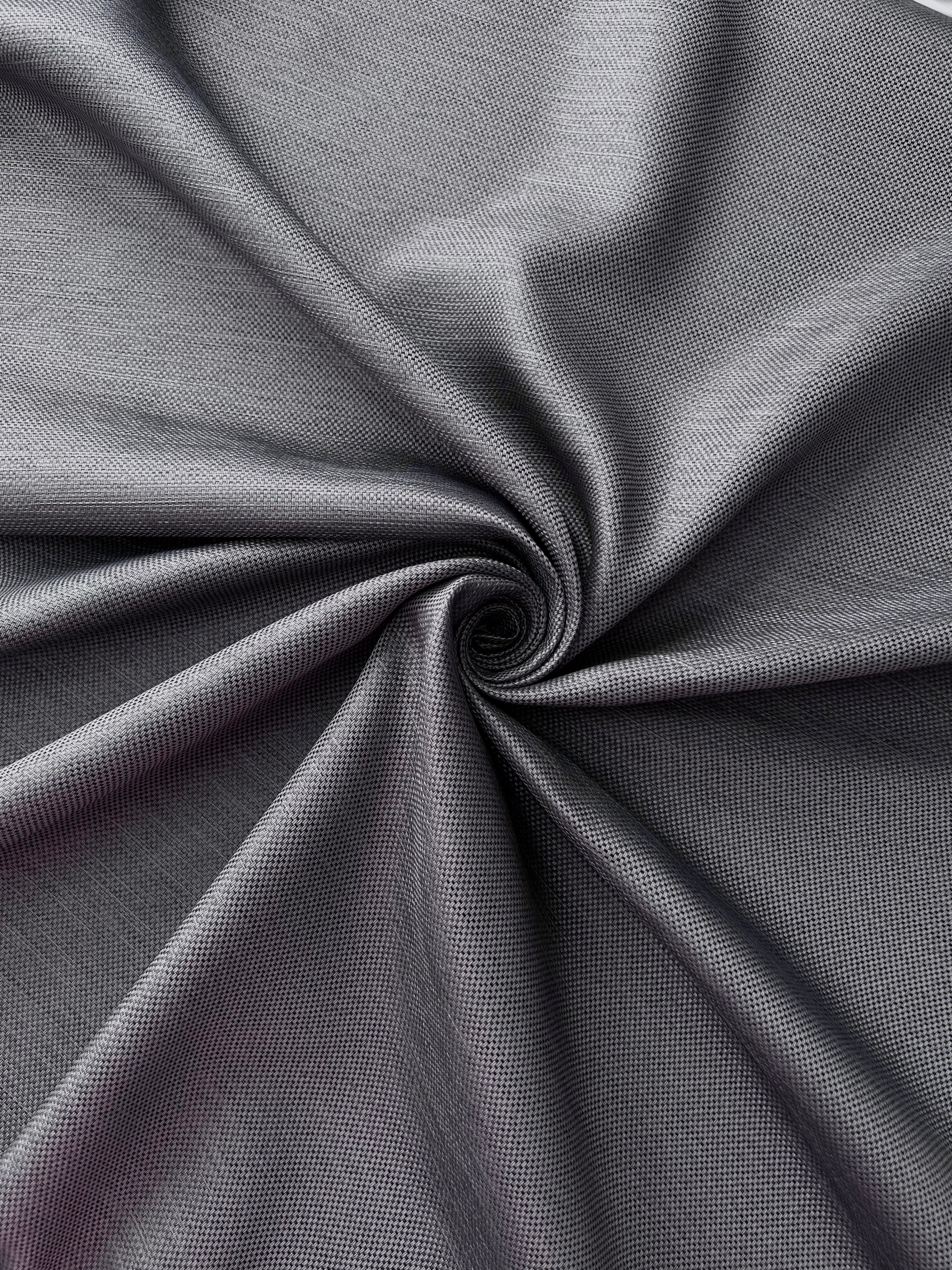 Plain linen woven curtain “Asil” with blackout lining, graphite color