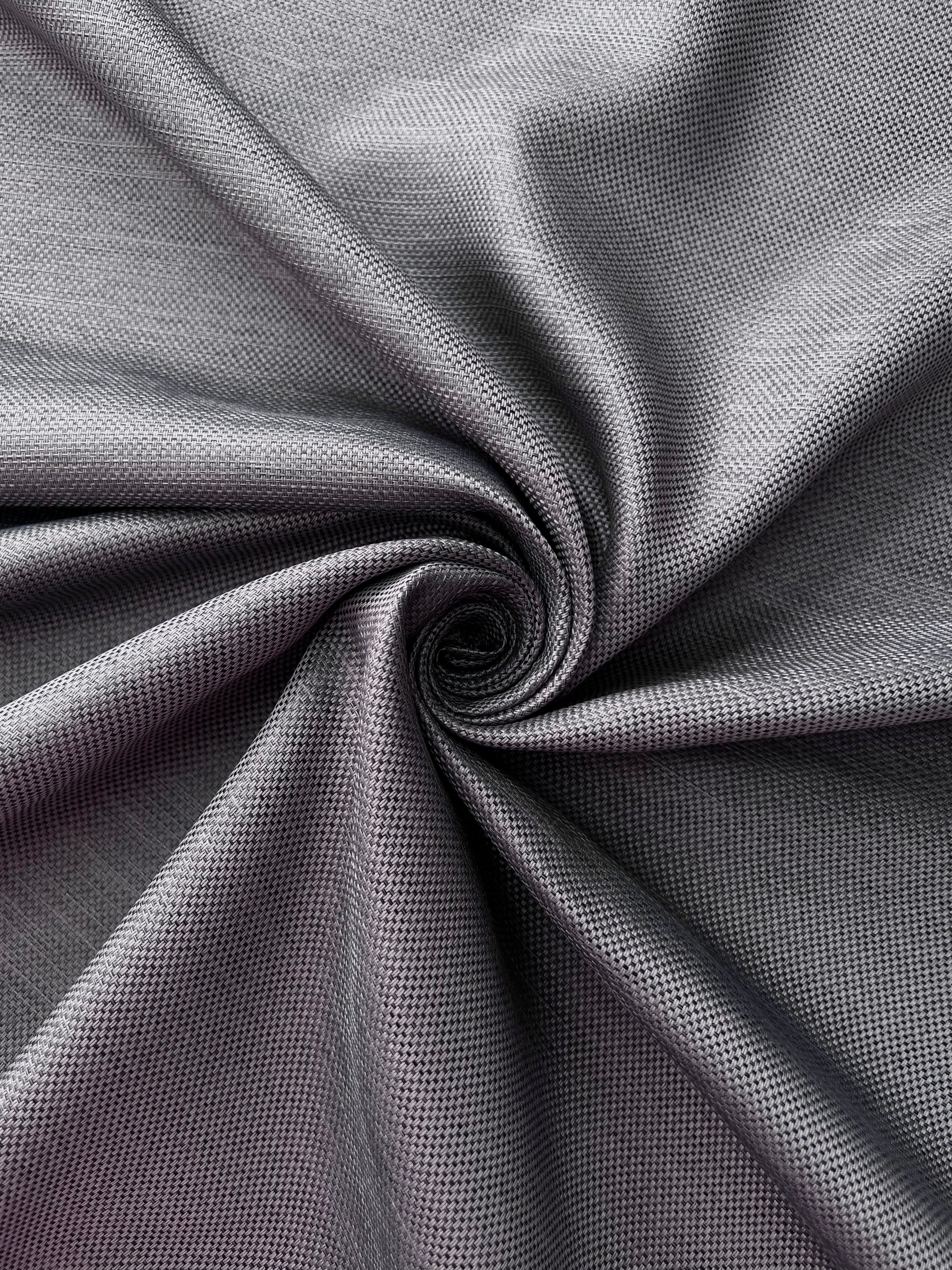 Plain linen woven curtain “Asil” with blackout lining, graphite color