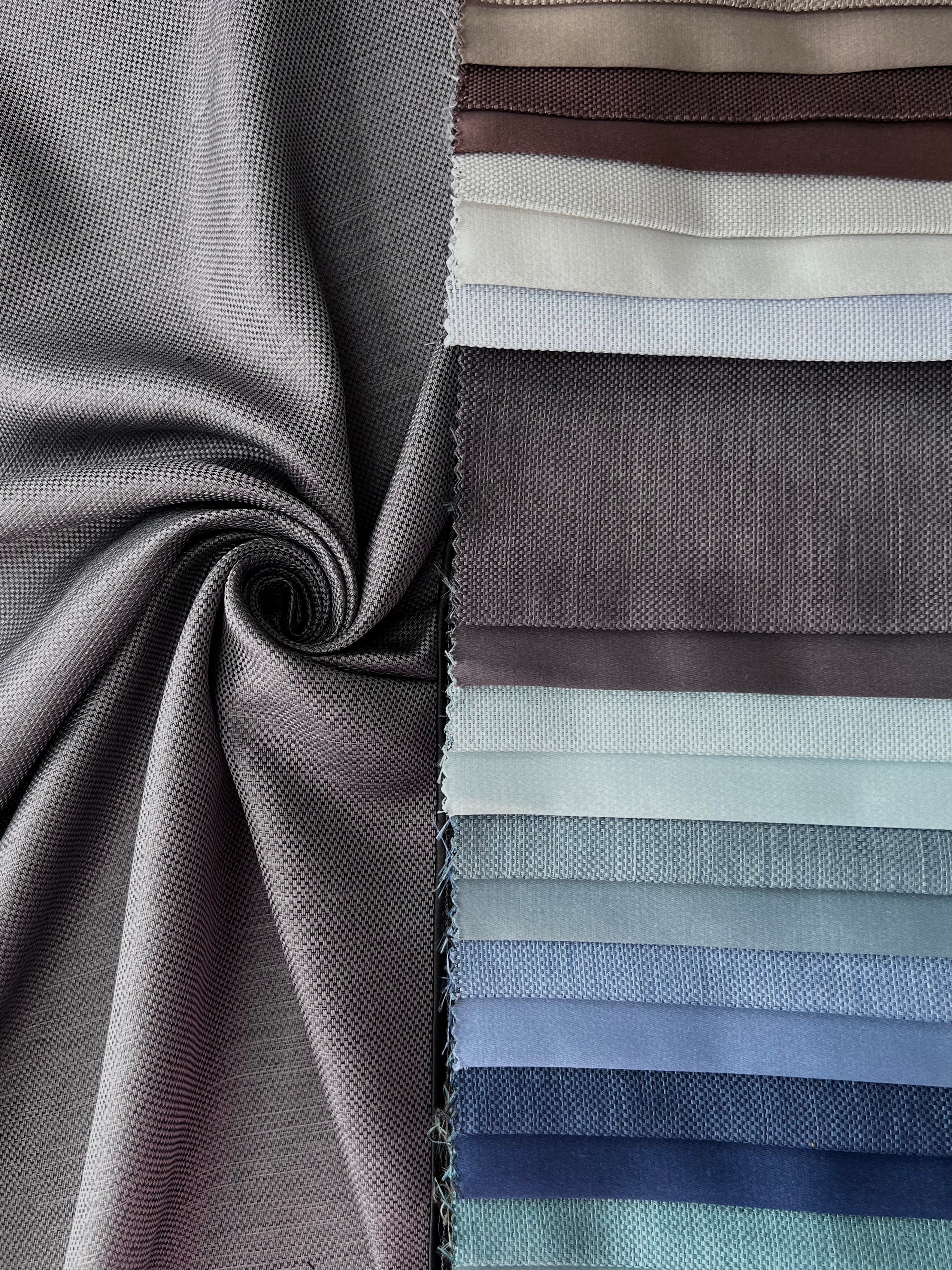 Plain linen woven curtain “Asil” with blackout lining, graphite color