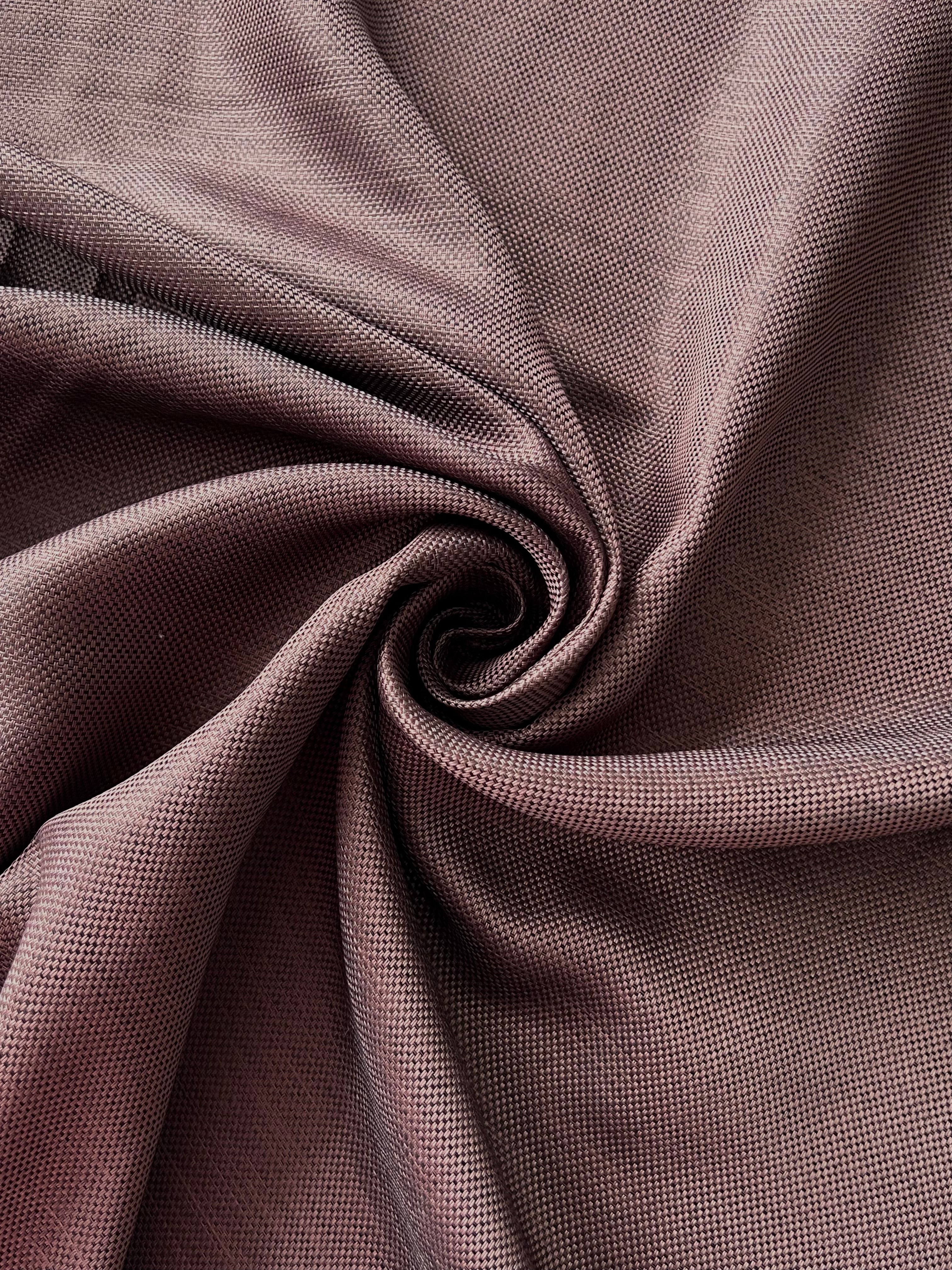 Plain linen woven curtain “Asil” with blackout lining, dark brown color