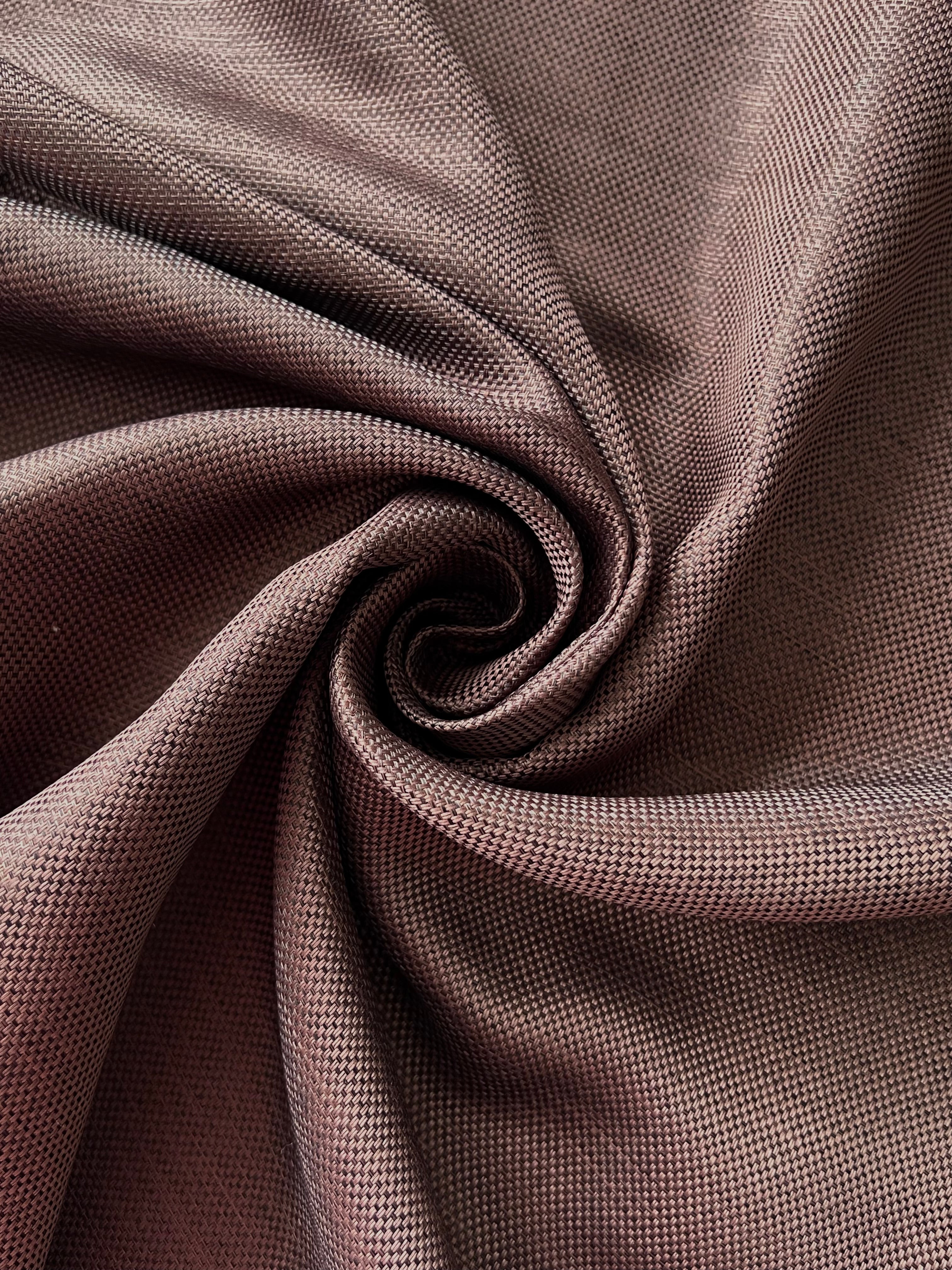 Plain linen woven curtain “Asil” with blackout lining, dark brown color