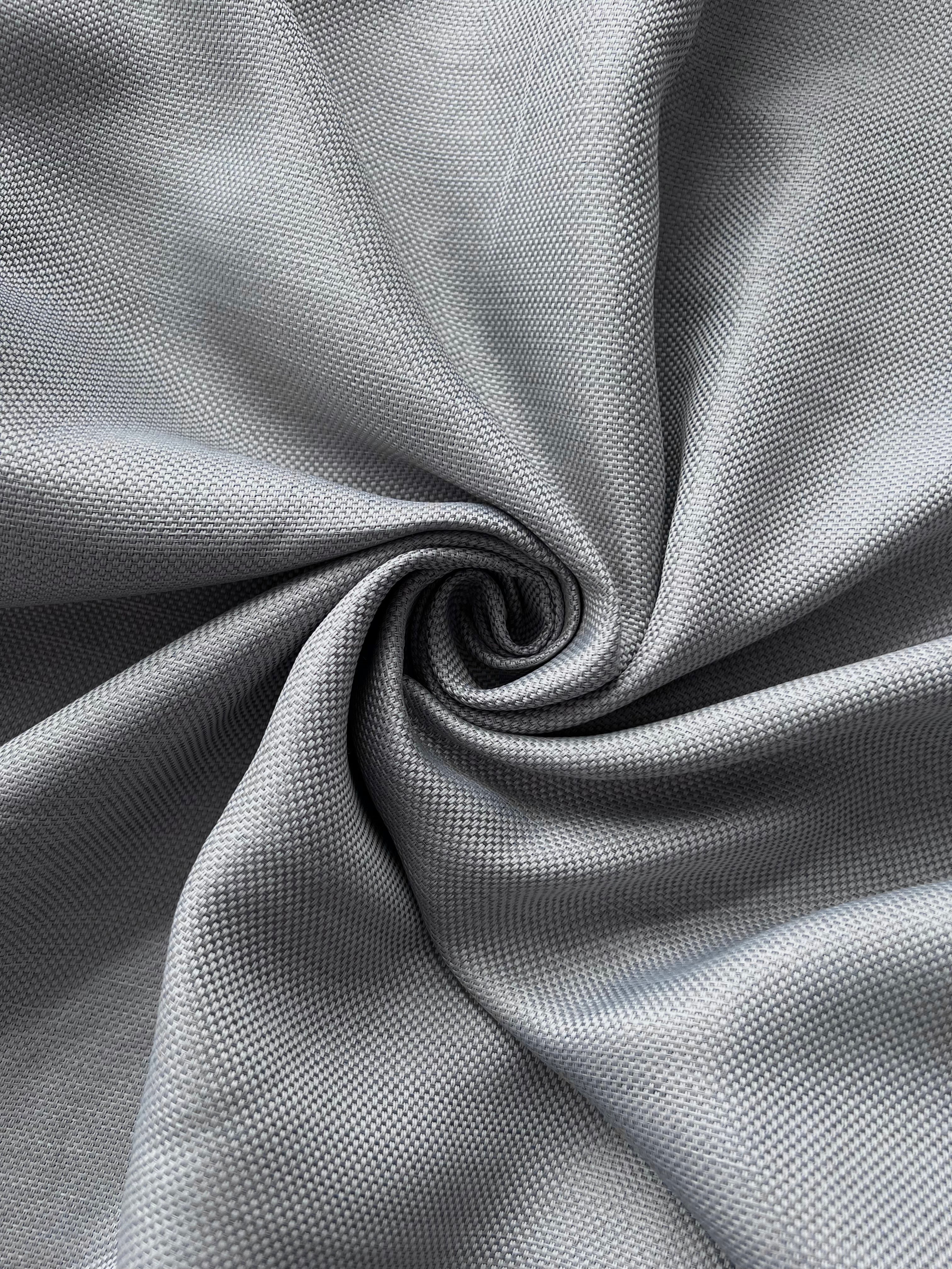 Plain linen woven curtain “Asil” with blackout lining, gray color