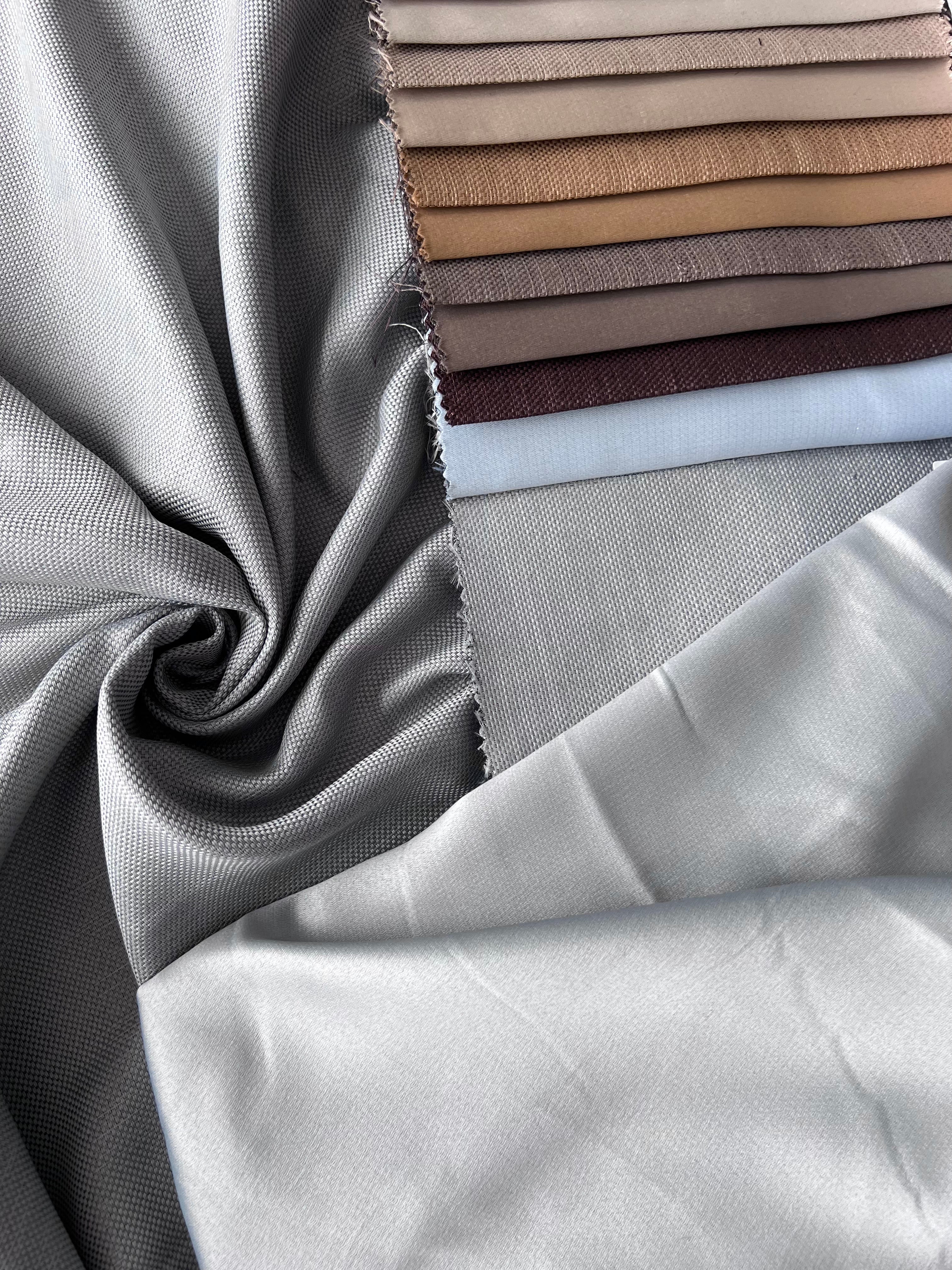 Plain linen woven curtain “Asil” with blackout lining, gray color