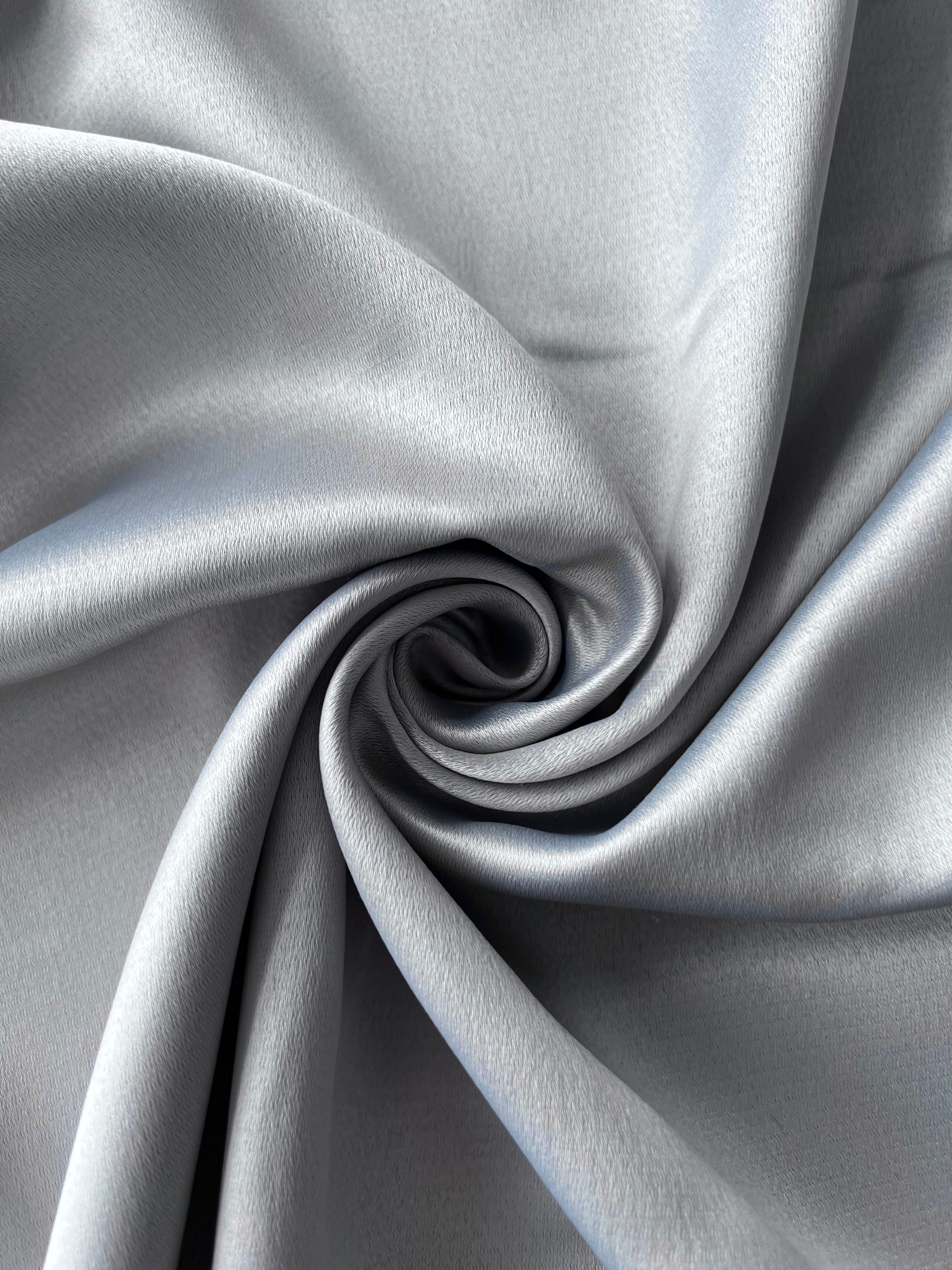 Plain linen woven curtain “Asil” with blackout lining, gray color