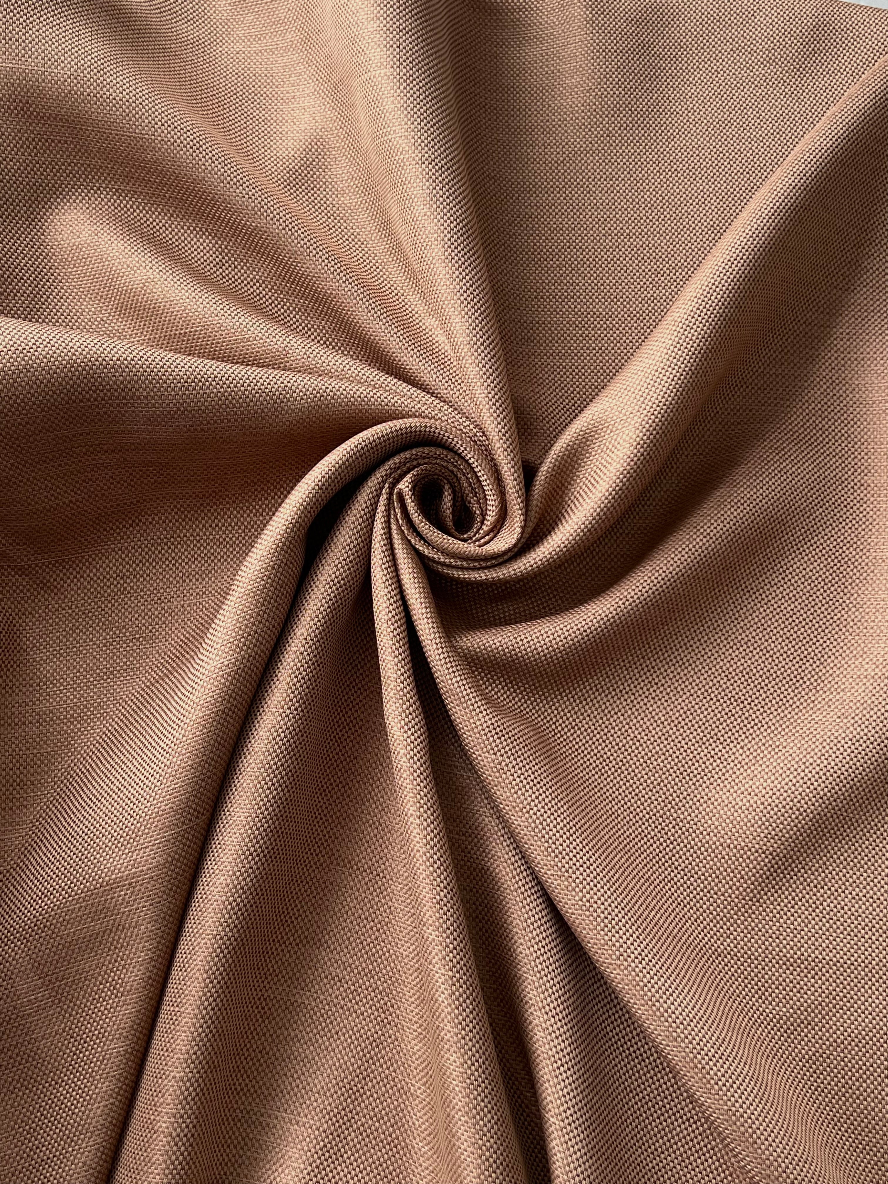 Plain linen woven curtain “Asil” with blackout lining, light brown color