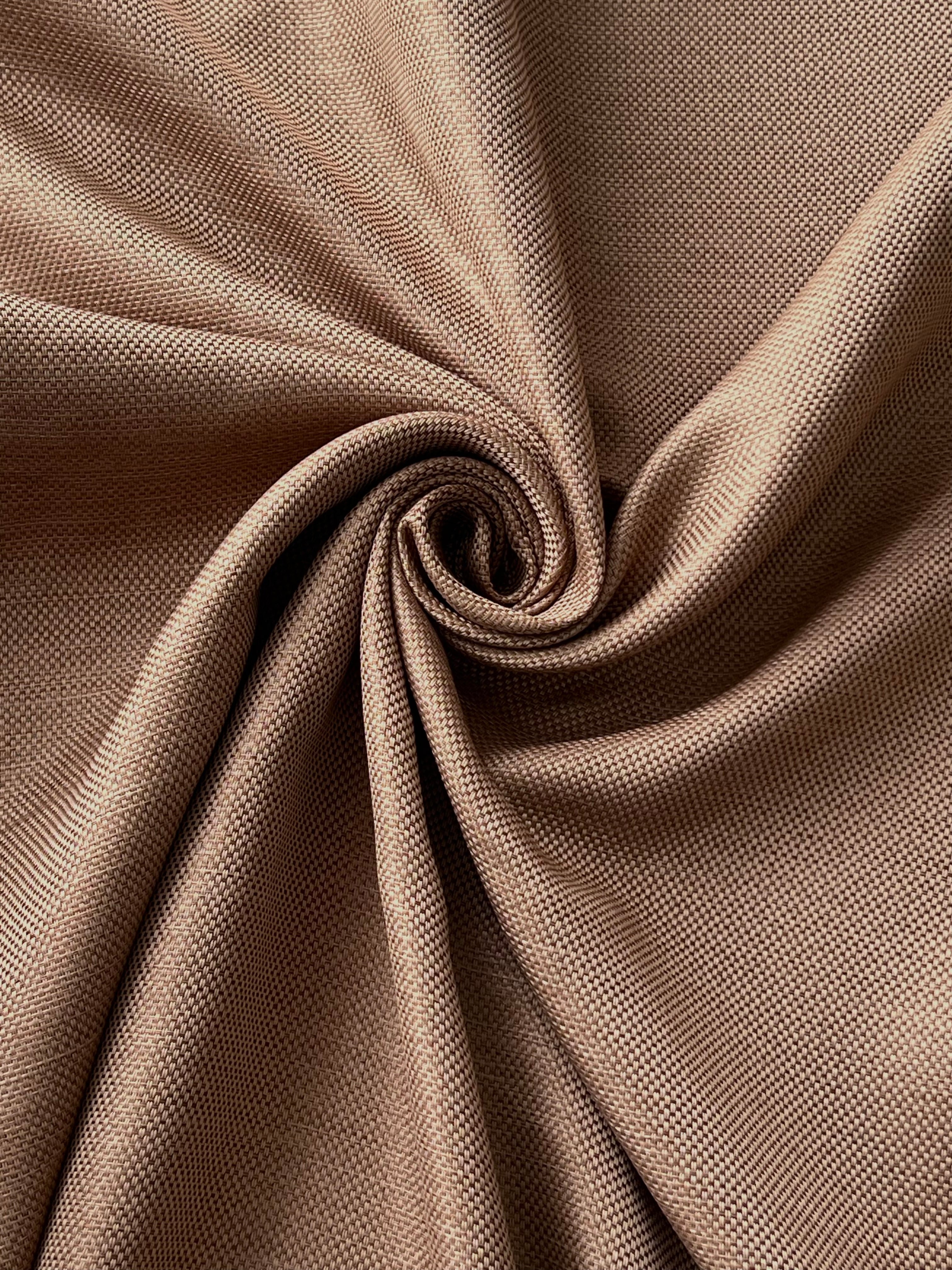 Plain linen woven curtain “Asil” with blackout lining, light brown color