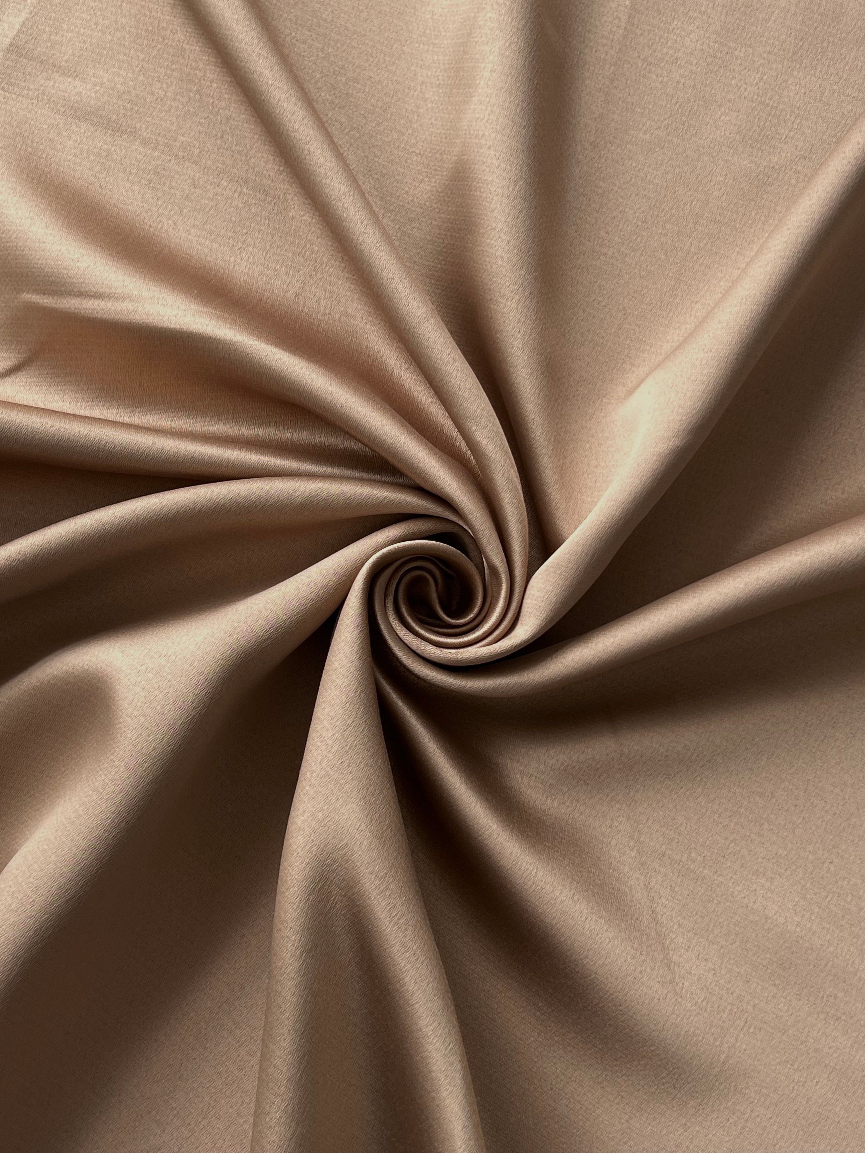 Plain linen woven curtain “Asil” with blackout lining, light brown color