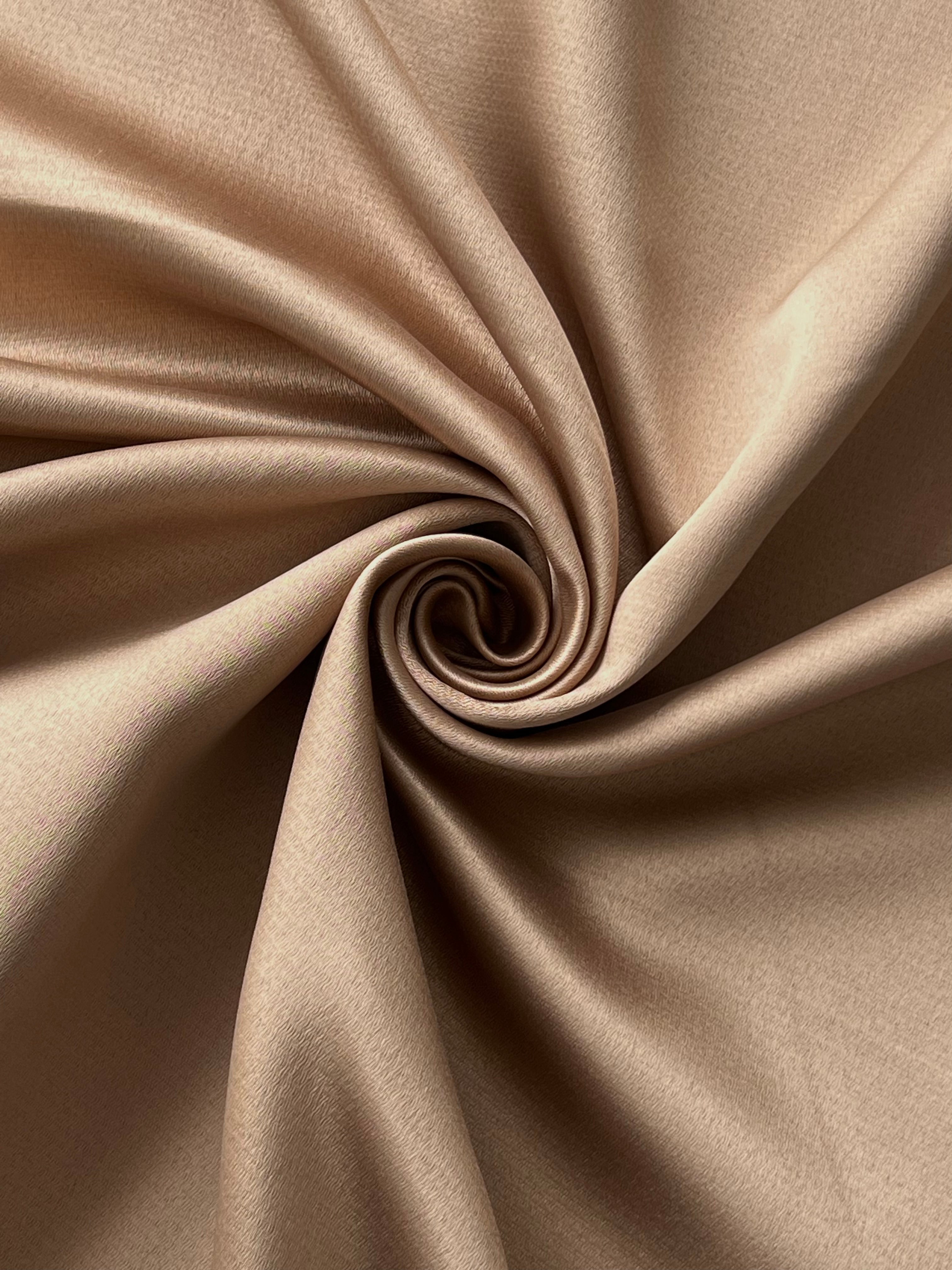 Plain linen woven curtain “Asil” with blackout lining, light brown color