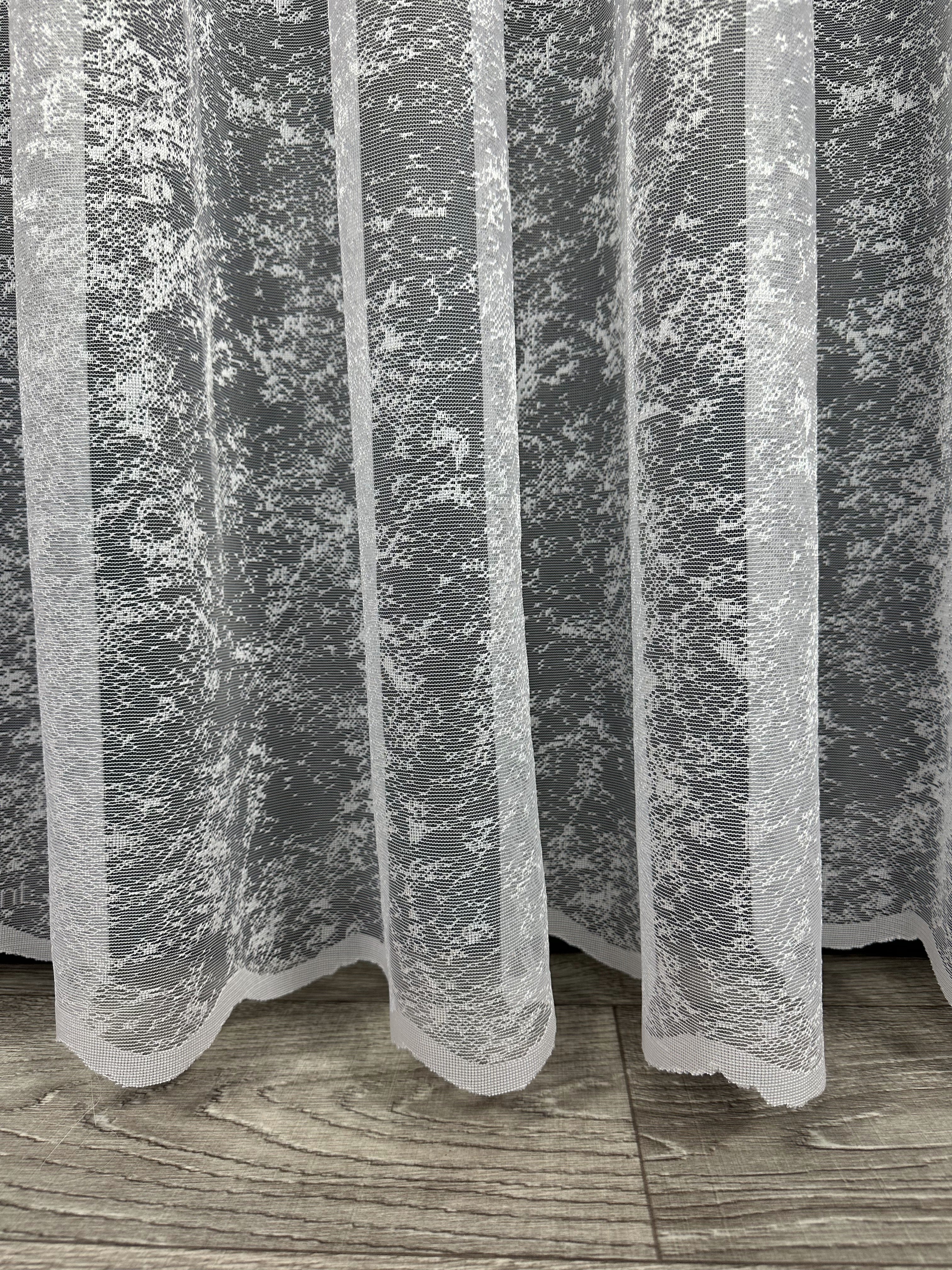 Sheer embroidered curtain “Marble”, white color
