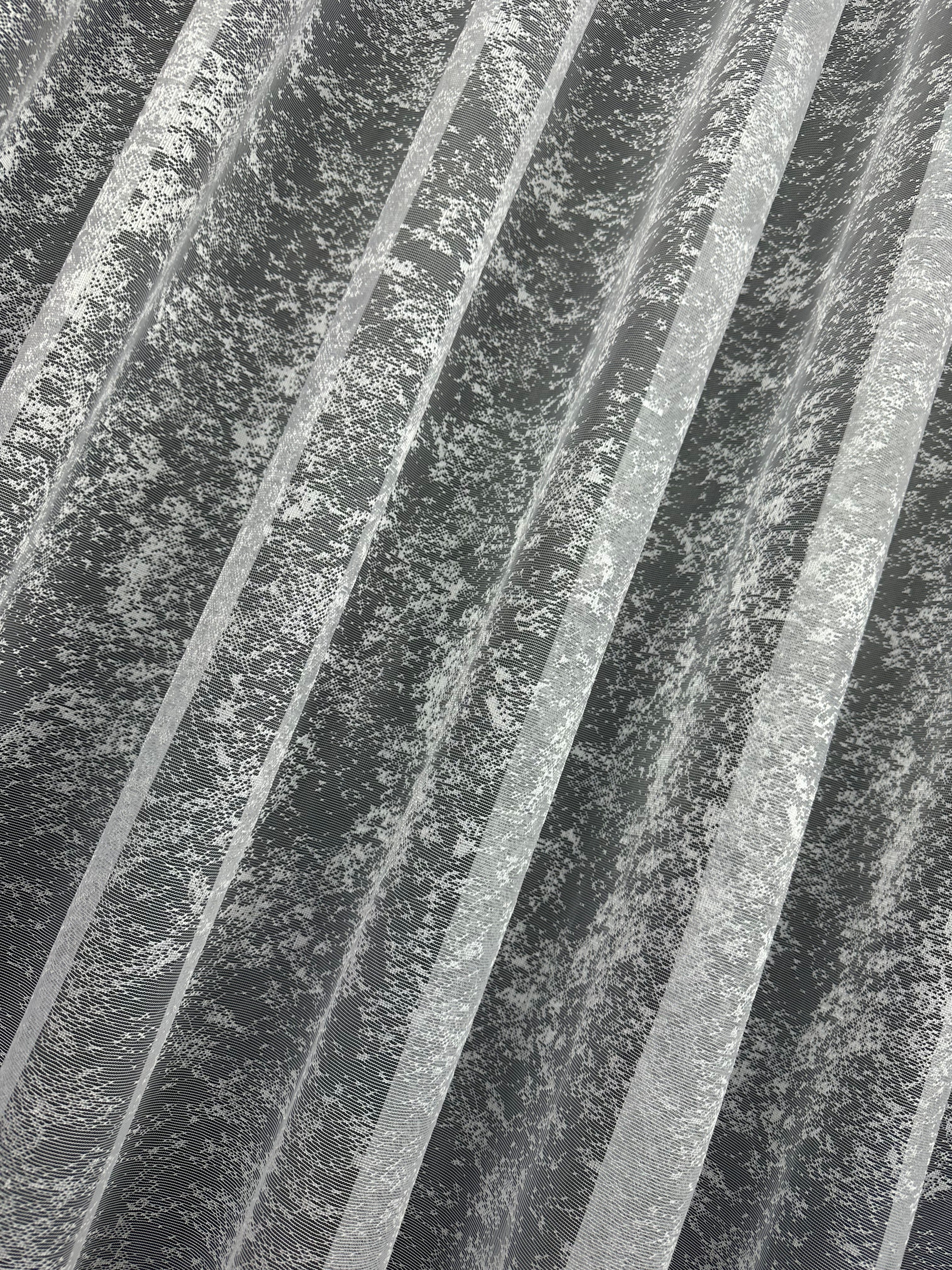 Sheer embroidered curtain “Marble”, white color