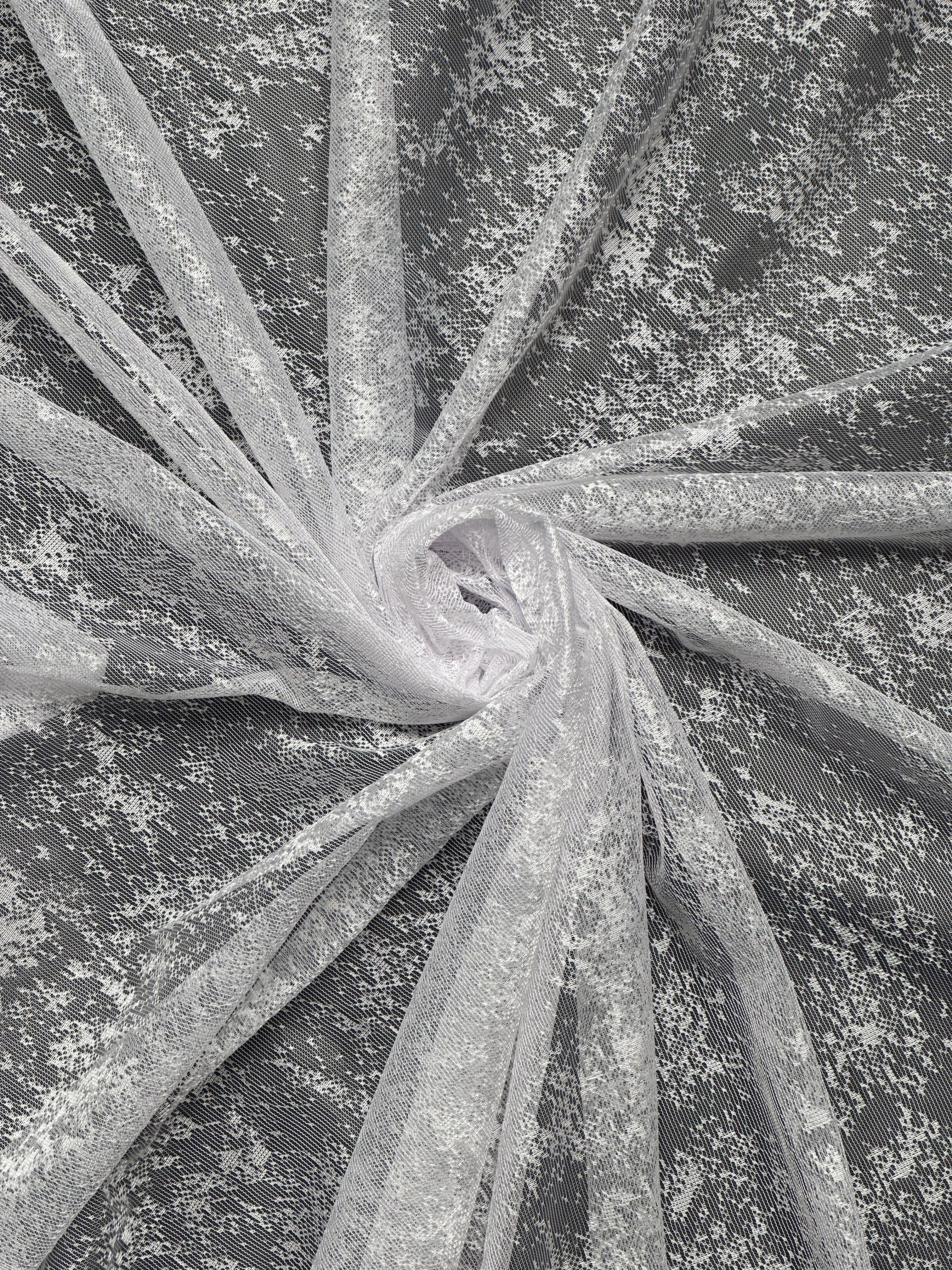 Sheer embroidered curtain “Marble”, white color