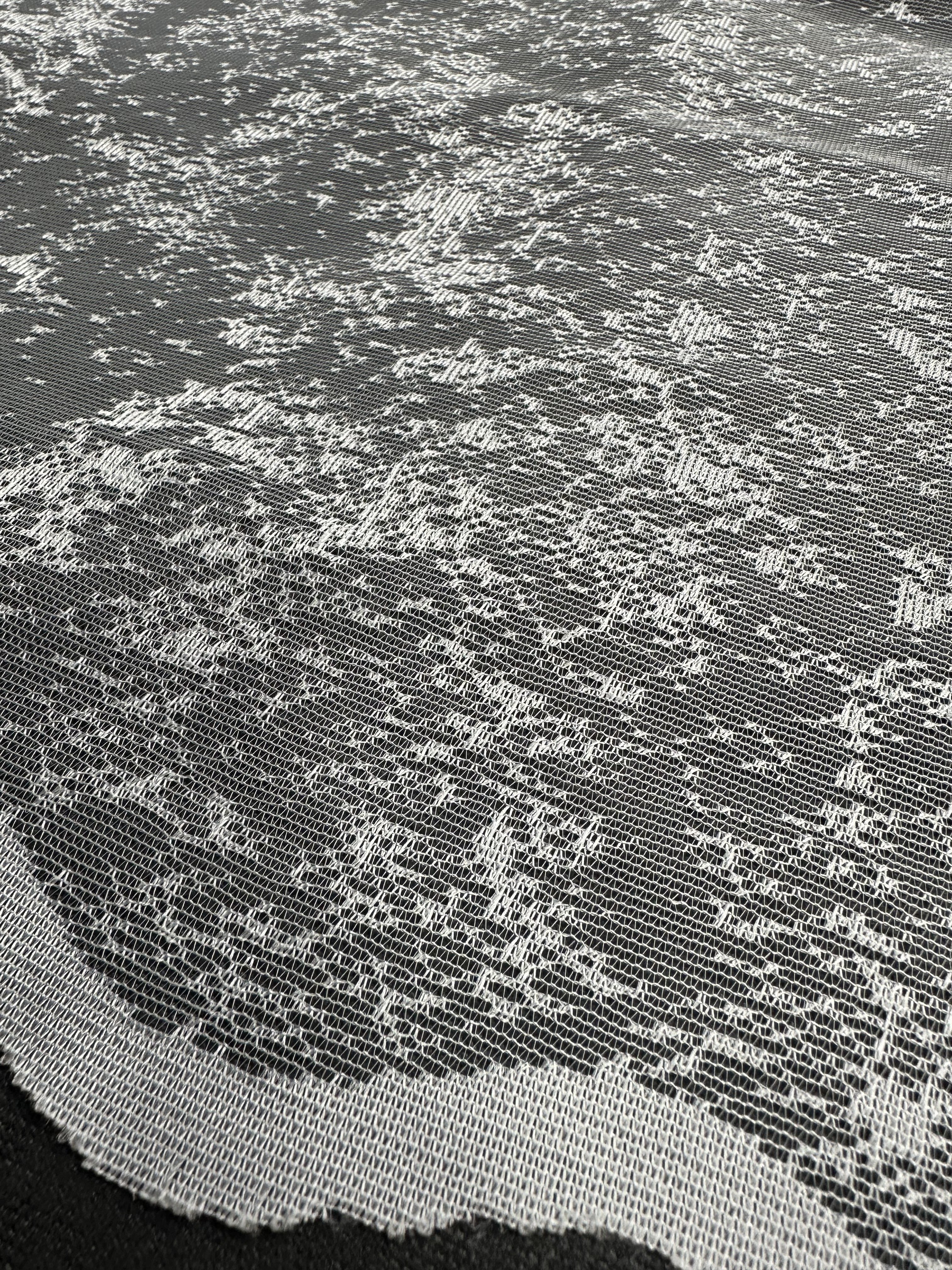 Sheer embroidered curtain “Marble”, white color