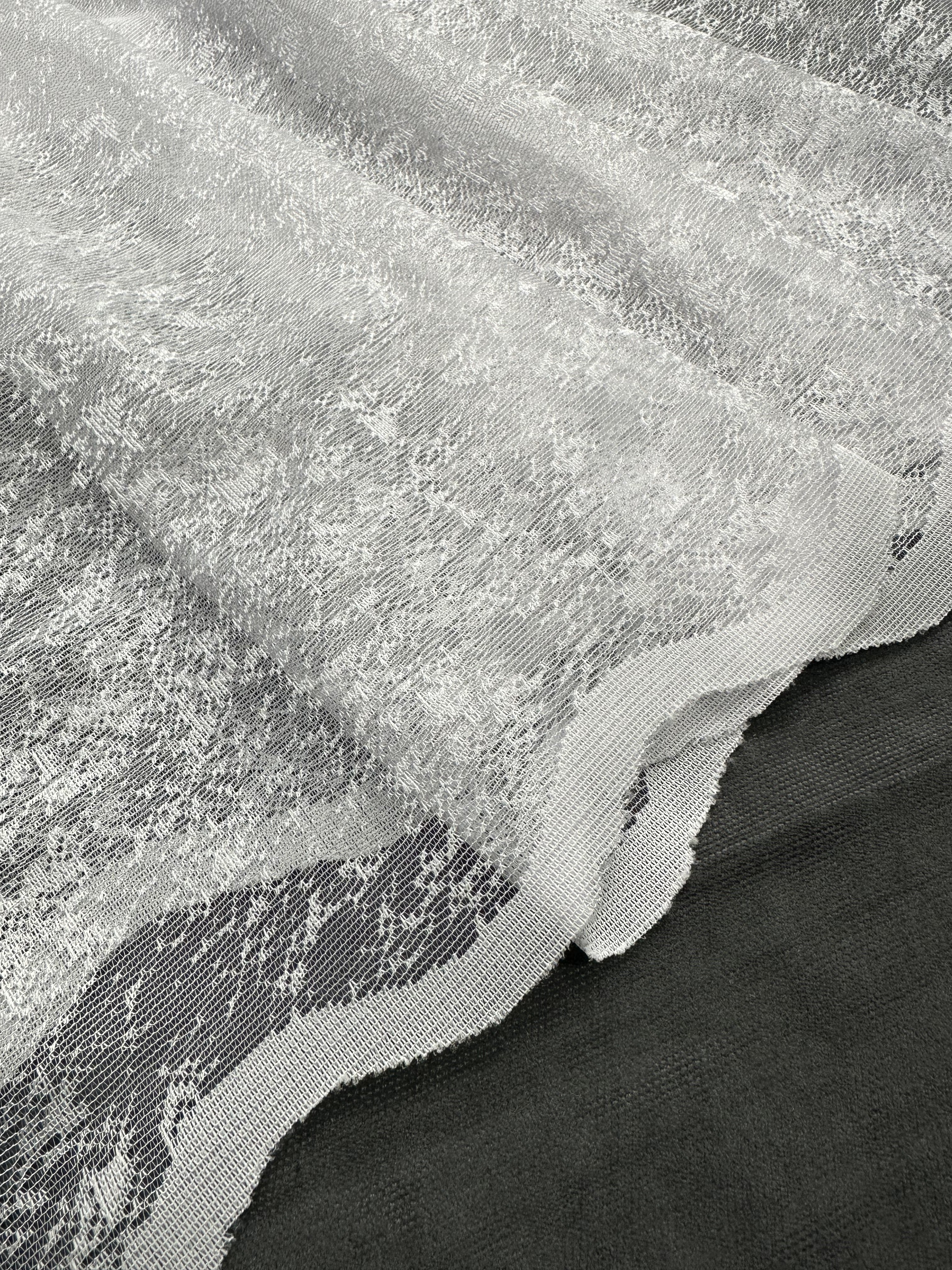 Sheer embroidered curtain “Marble”, white color