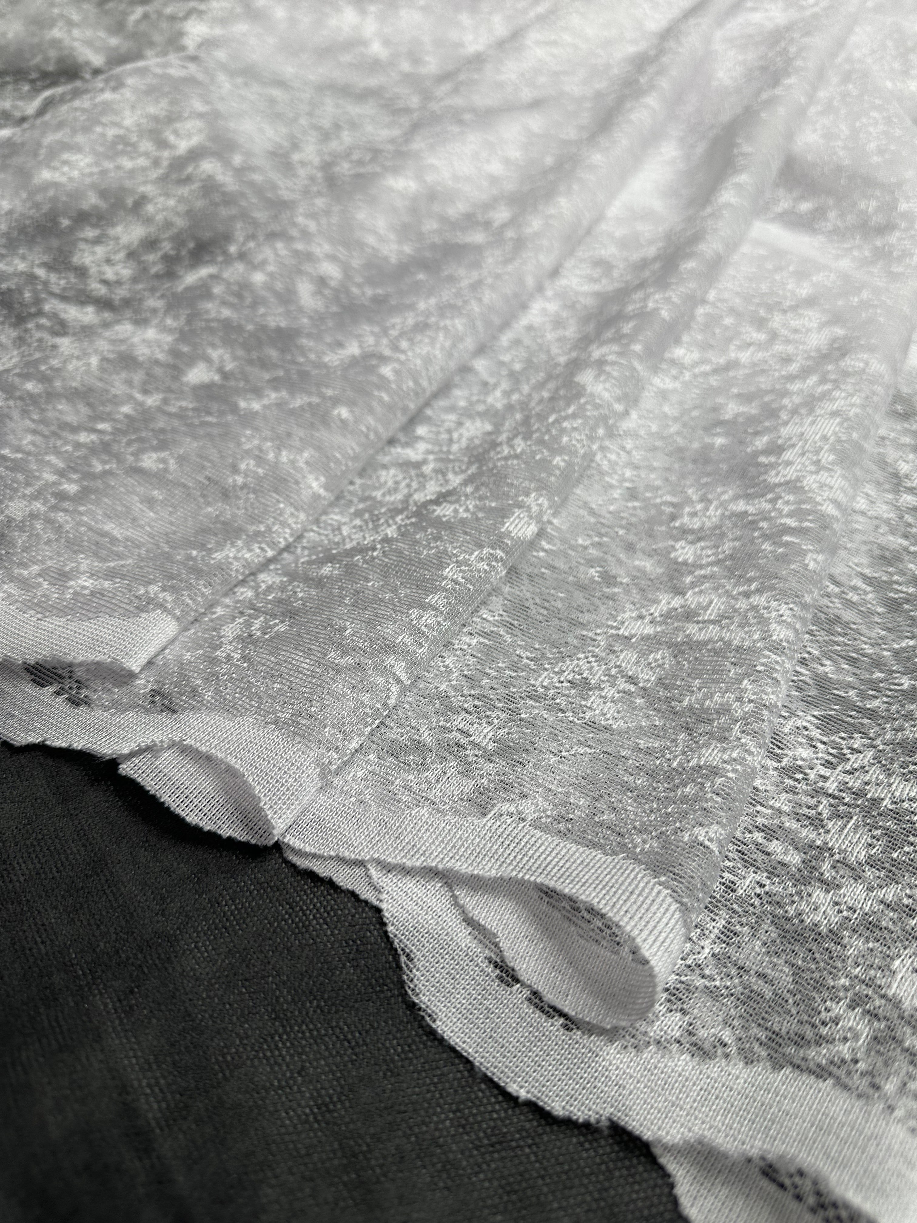 Sheer embroidered curtain “Marble”, white color