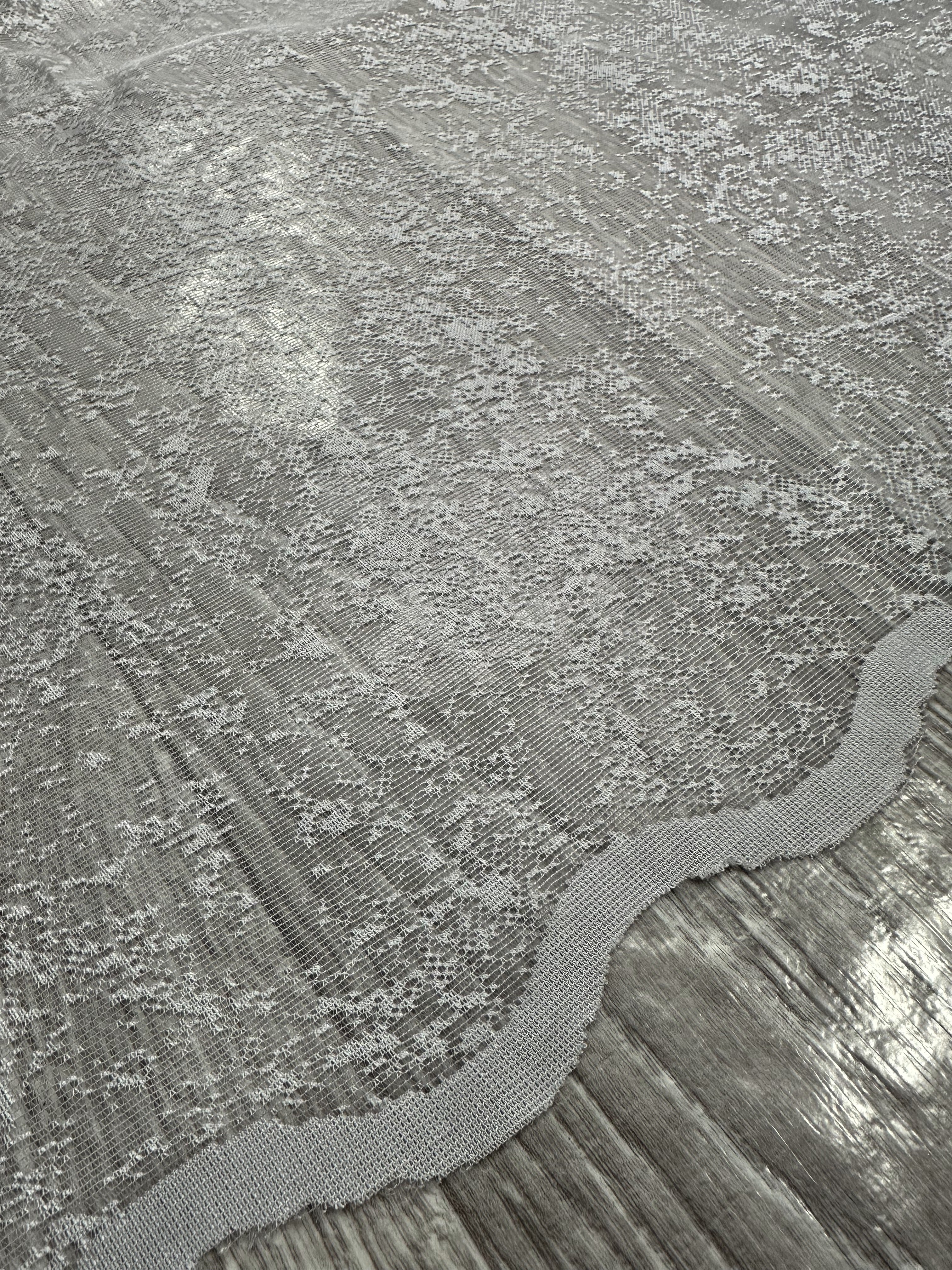 Sheer embroidered curtain “Marble”, gray color