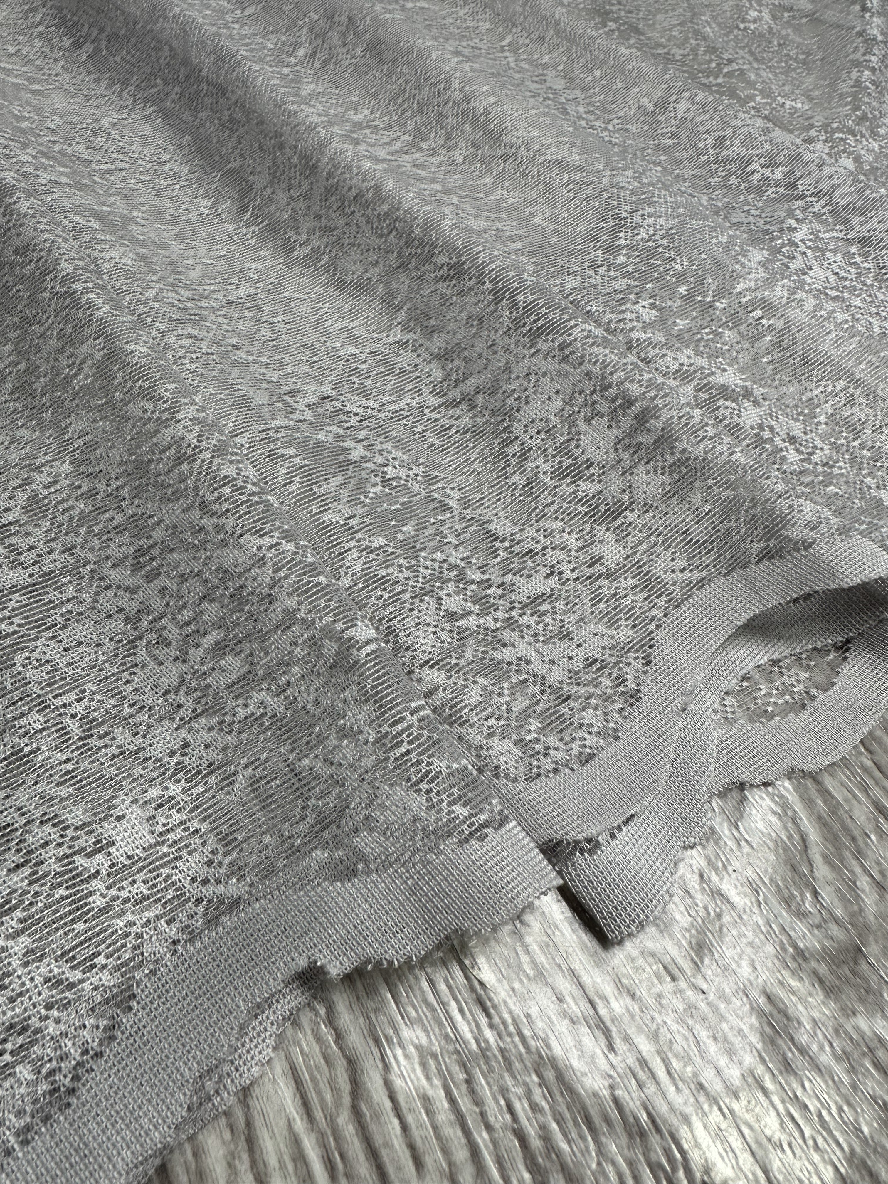 Sheer embroidered curtain “Marble”, gray color